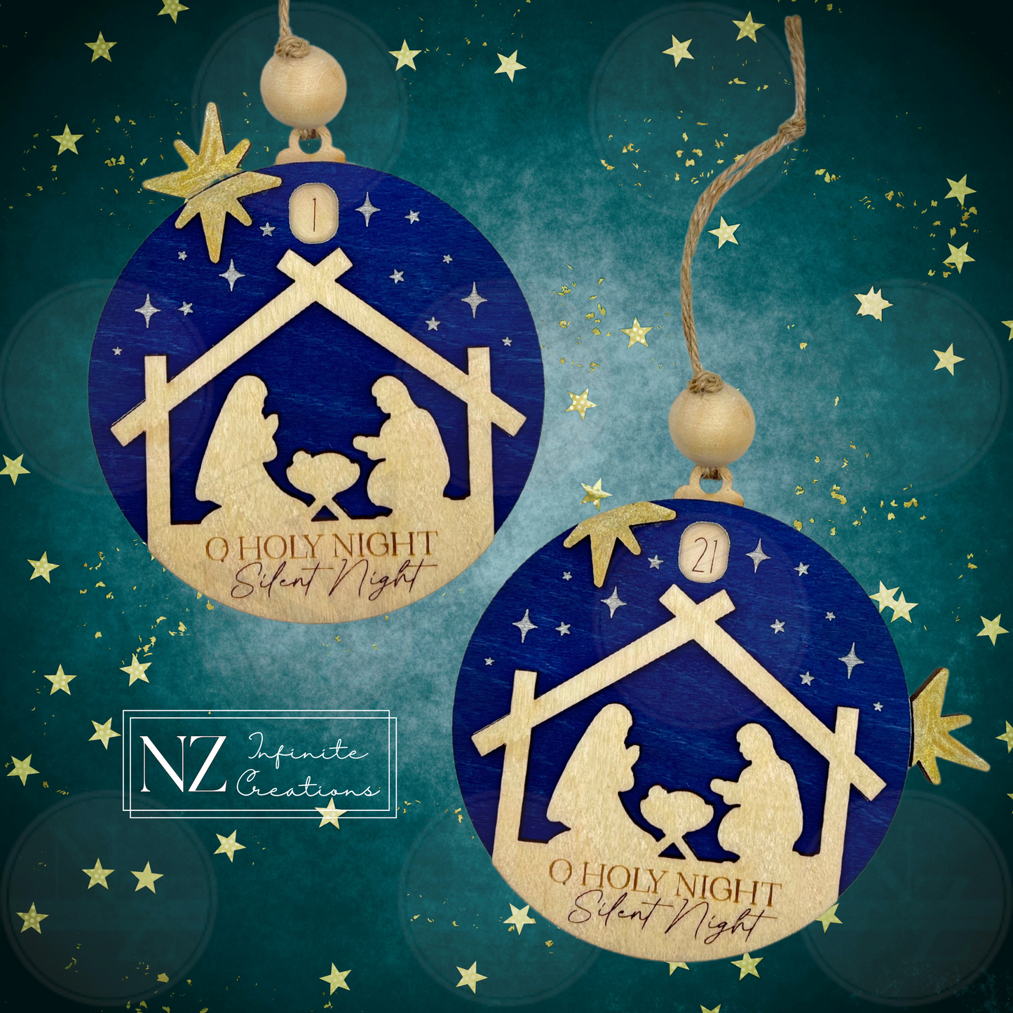 Nativity Countdown to the Birth of Christ - Interactive Christmas Ornament