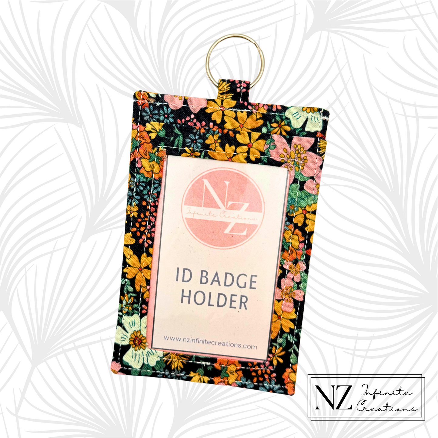 Handmade Fabric ID Badge Holder with Clear Window, Back Pocket & Keyring | Nurse, Teacher, Office Lanyard Card Wallet