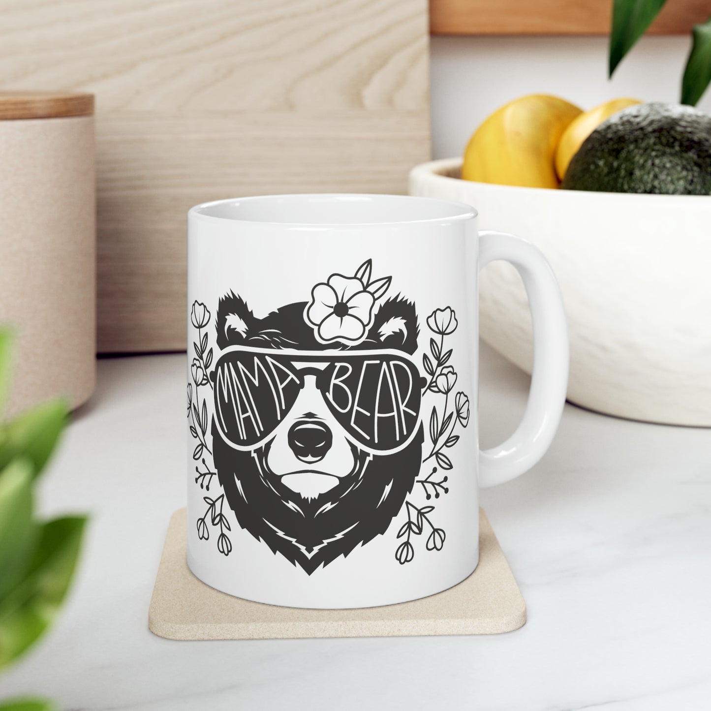 Mama Bear with Sunglasses - 11 oz Ceramic Mug