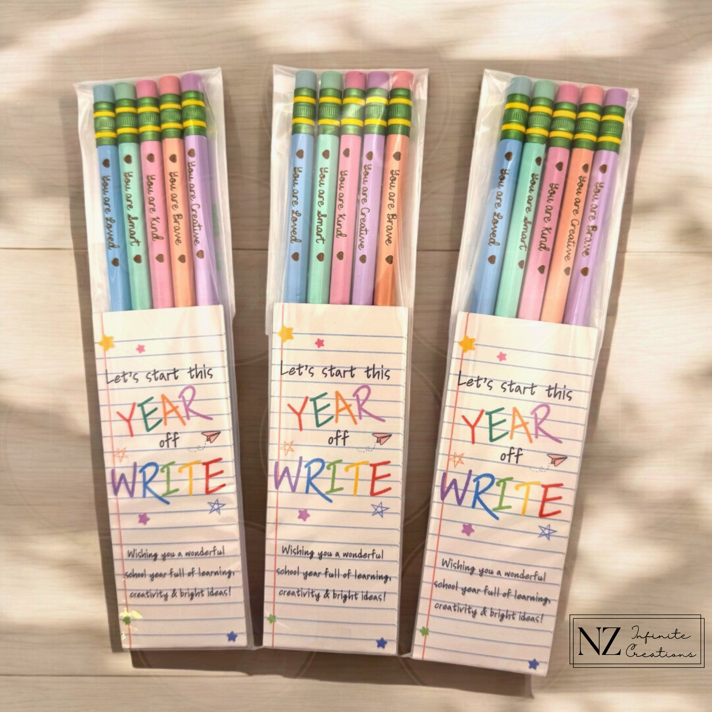 Affirmation Pencils – Set of 5 Engraved Pencils for Students and Teachers – Back to School – You Are Loved, Smart, Brave, Kind, Creative
