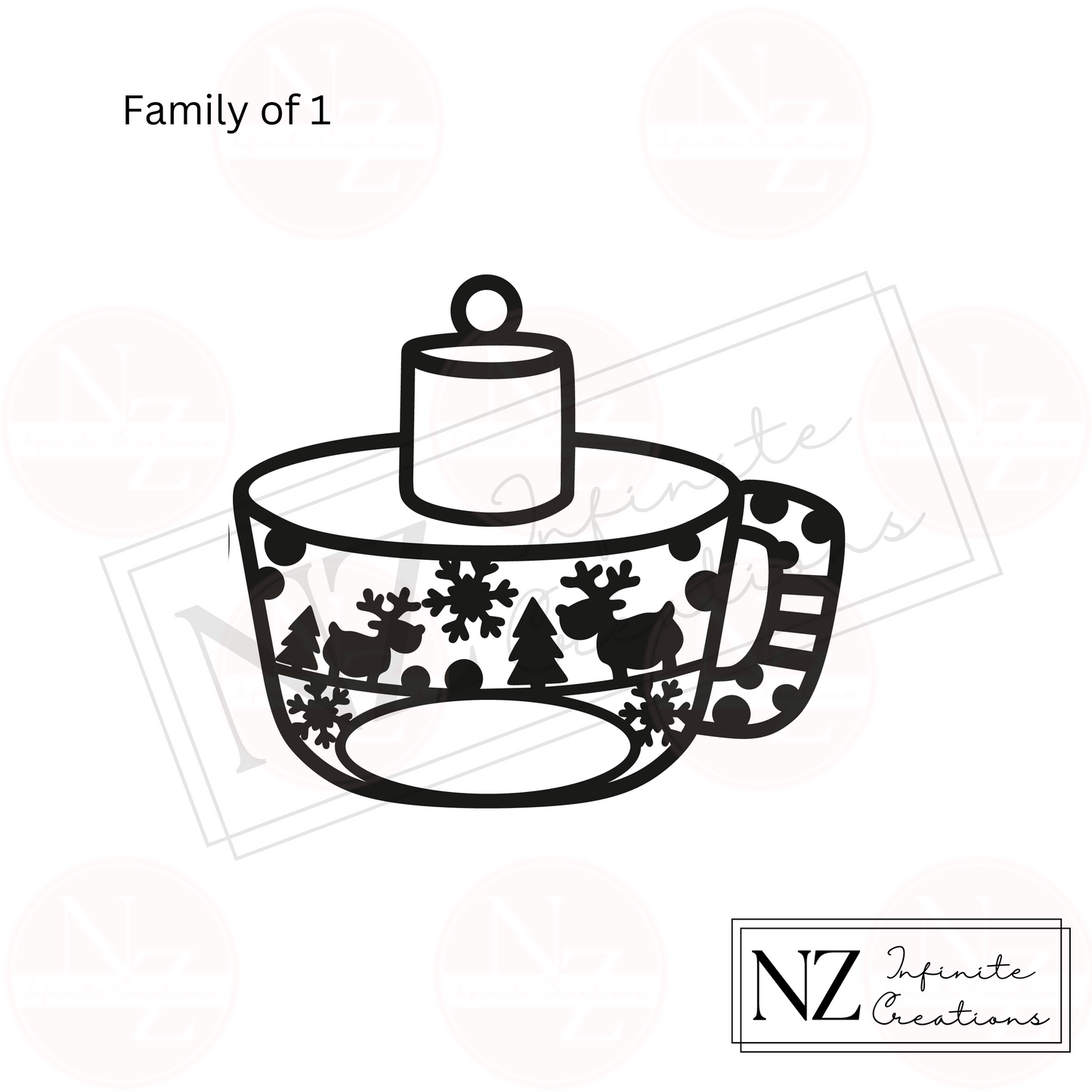 Personalized Hot Chocolate Marshmallow Family Ornament - Customizable for up to 12 Family Members