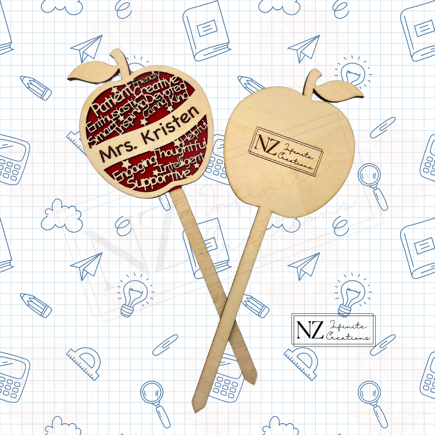 Teacher Appreciation Apple Plant Stakes - Sold Individually or Set of 3