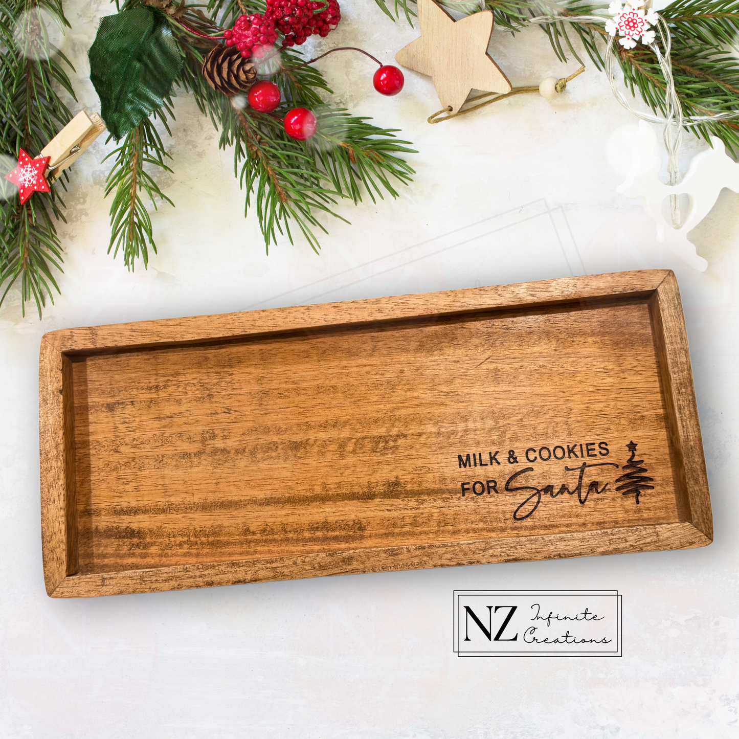 Milk & Cookies for Santa - Christmas Serving Tray