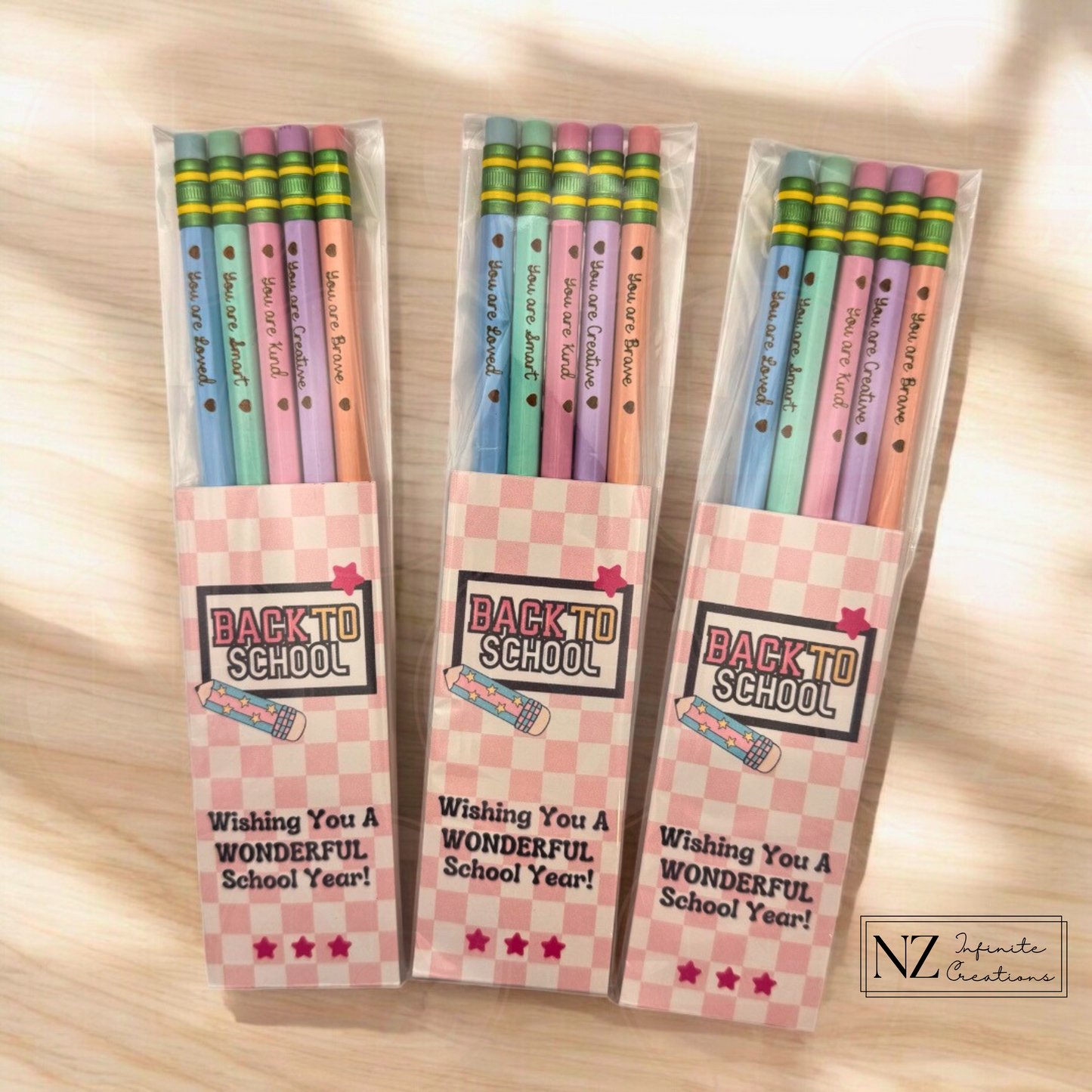 Affirmation Pencils – Set of 5 Engraved Pencils for Students and Teachers – Back to School – You Are Loved, Smart, Brave, Kind, Creative