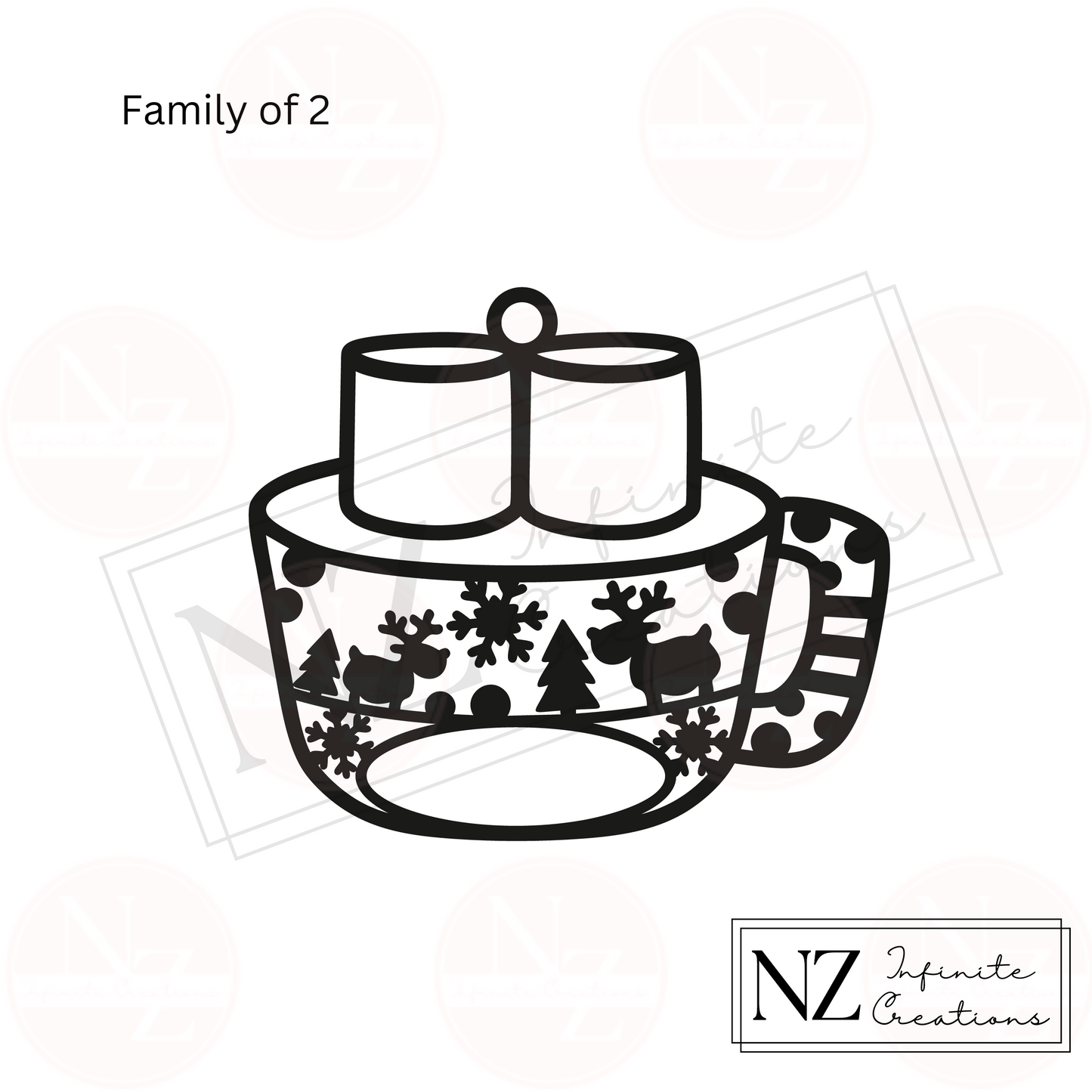 Personalized Hot Chocolate Marshmallow Family Ornament - Customizable for up to 12 Family Members