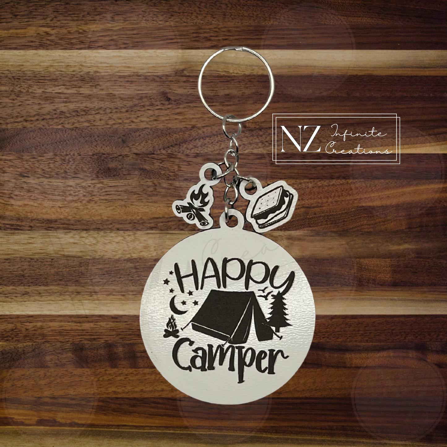 Adventure Charm Keychains – Happy Camper Tent & Trailer | Mountains & Hiking | Camping & Outdoor Gift