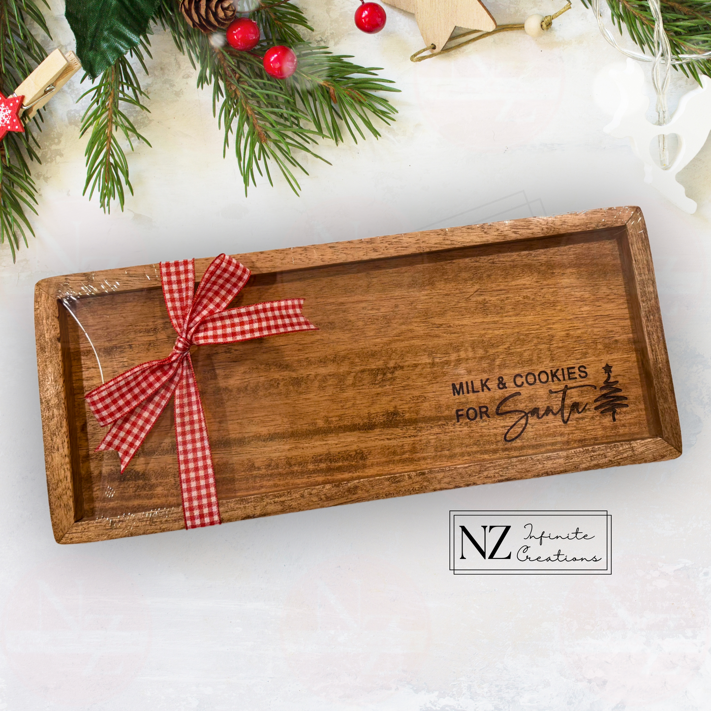 Milk & Cookies for Santa - Christmas Serving Tray