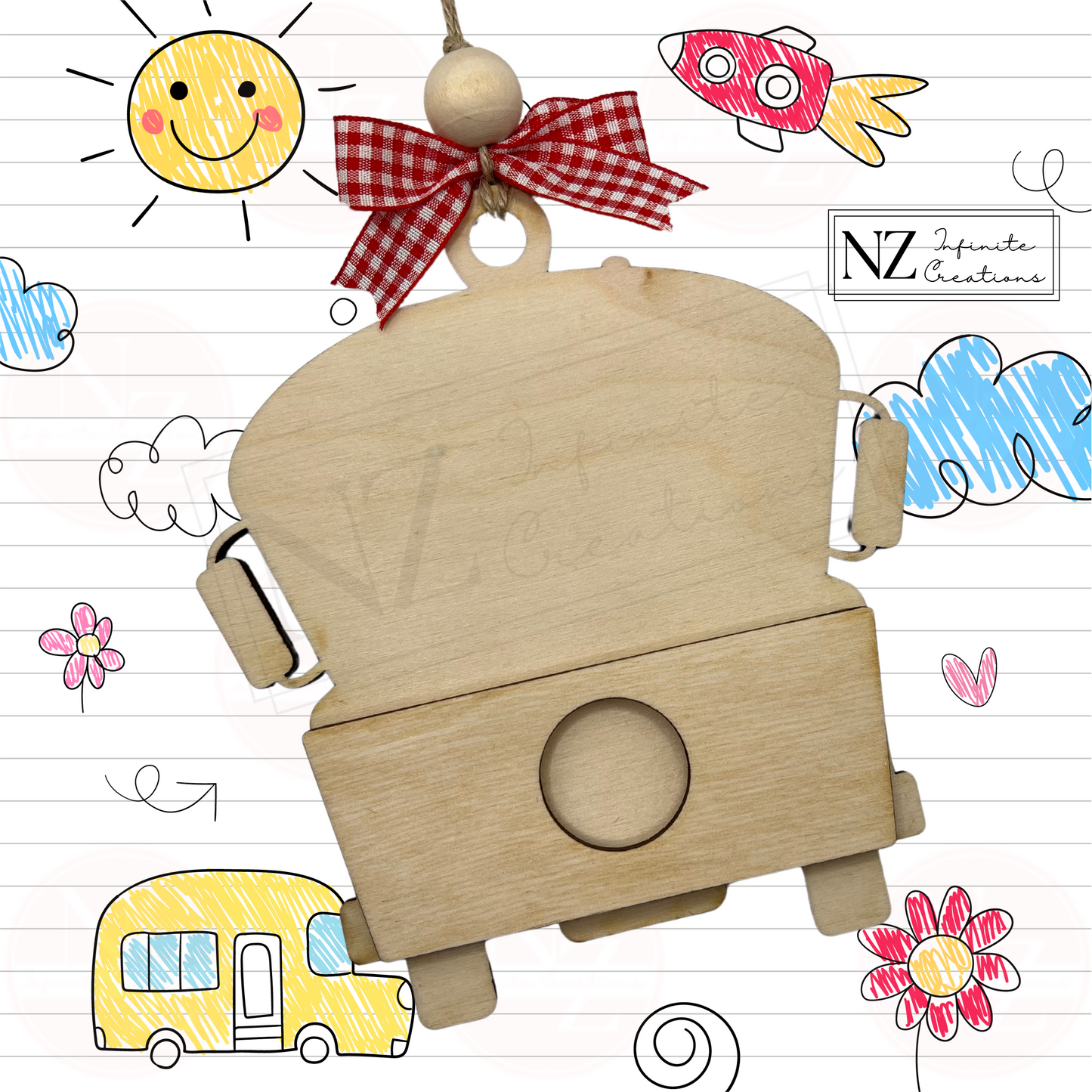School Bus Wood Gift Card Holder Ornament - Perfect for Bus Drivers, 6"x6"