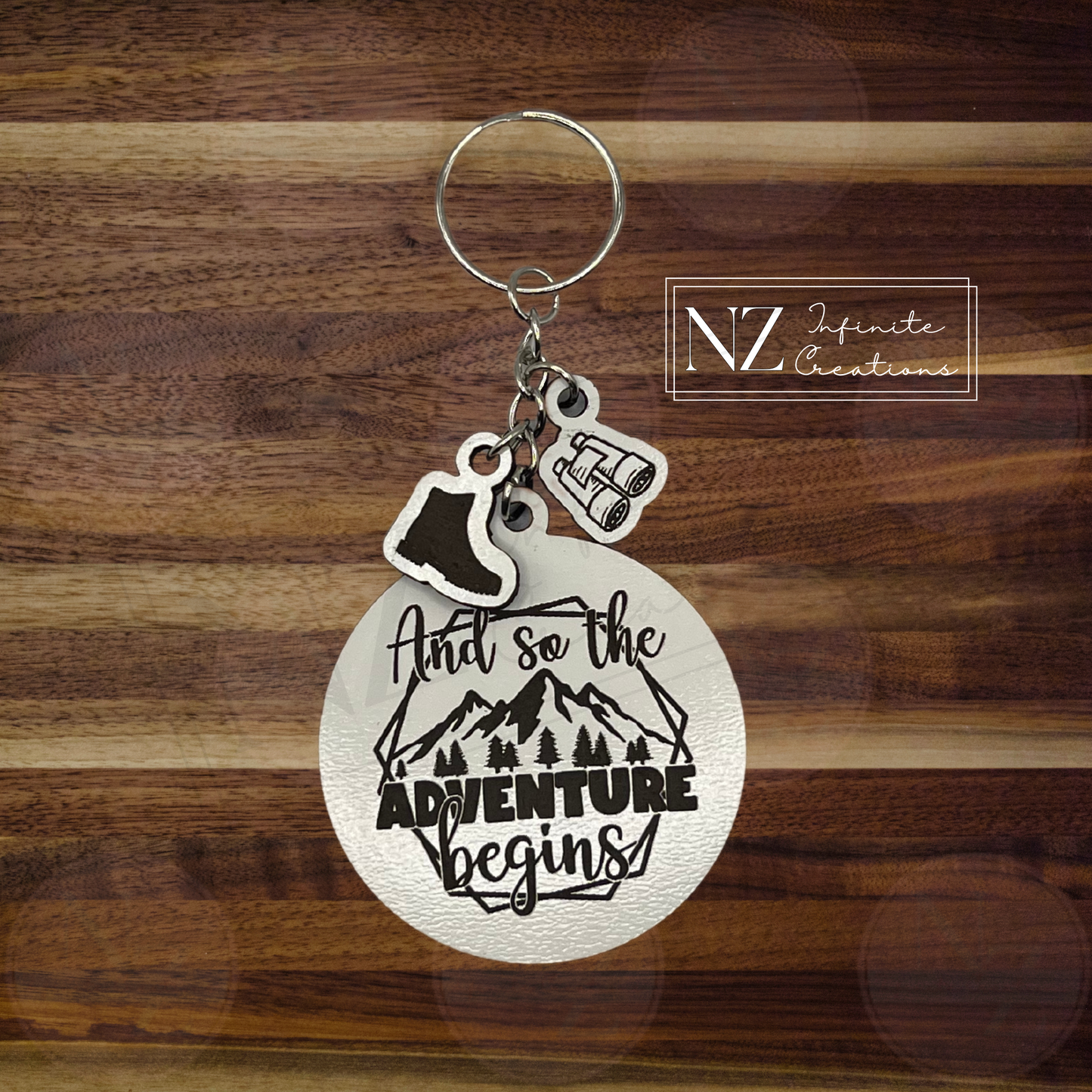 Adventure Charm Keychains – Happy Camper Tent & Trailer | Mountains & Hiking | Camping & Outdoor Gift