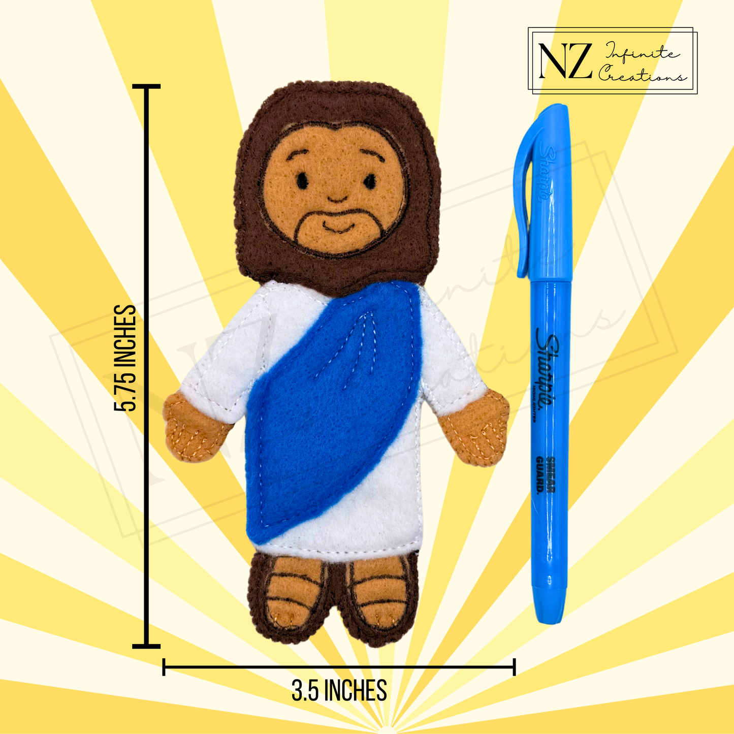 Flat Felt Jesus - Handmade Embroidered Christian Gift