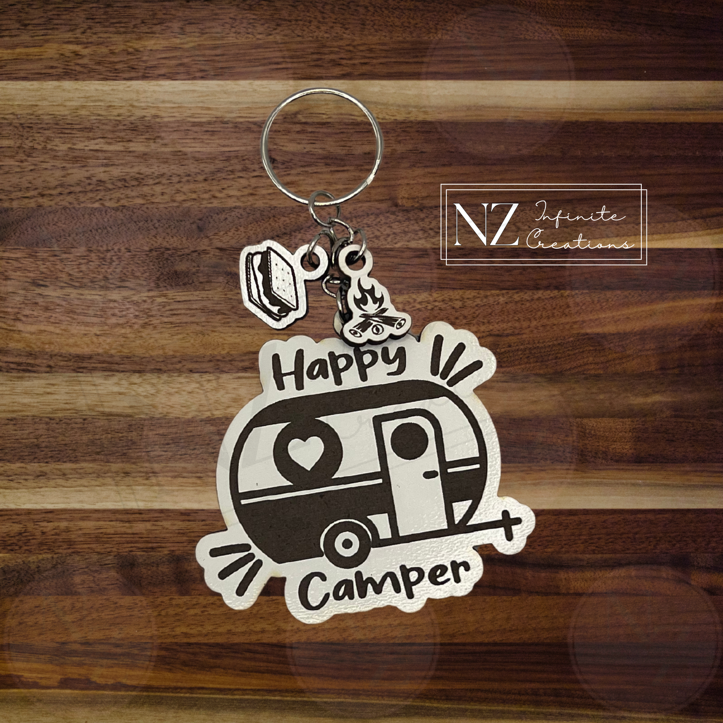 Adventure Charm Keychains – Happy Camper Tent & Trailer | Mountains & Hiking | Camping & Outdoor Gift