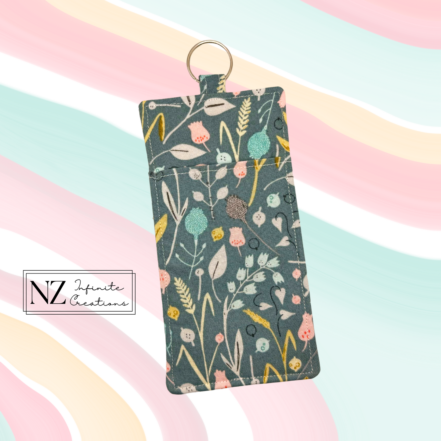 Lanyard Pen & Eyeglass Holder – Whimsical Wildflower Fabric | Handmade Cotton | Front Pen & Back Glasses Pocket | Teacher Gift