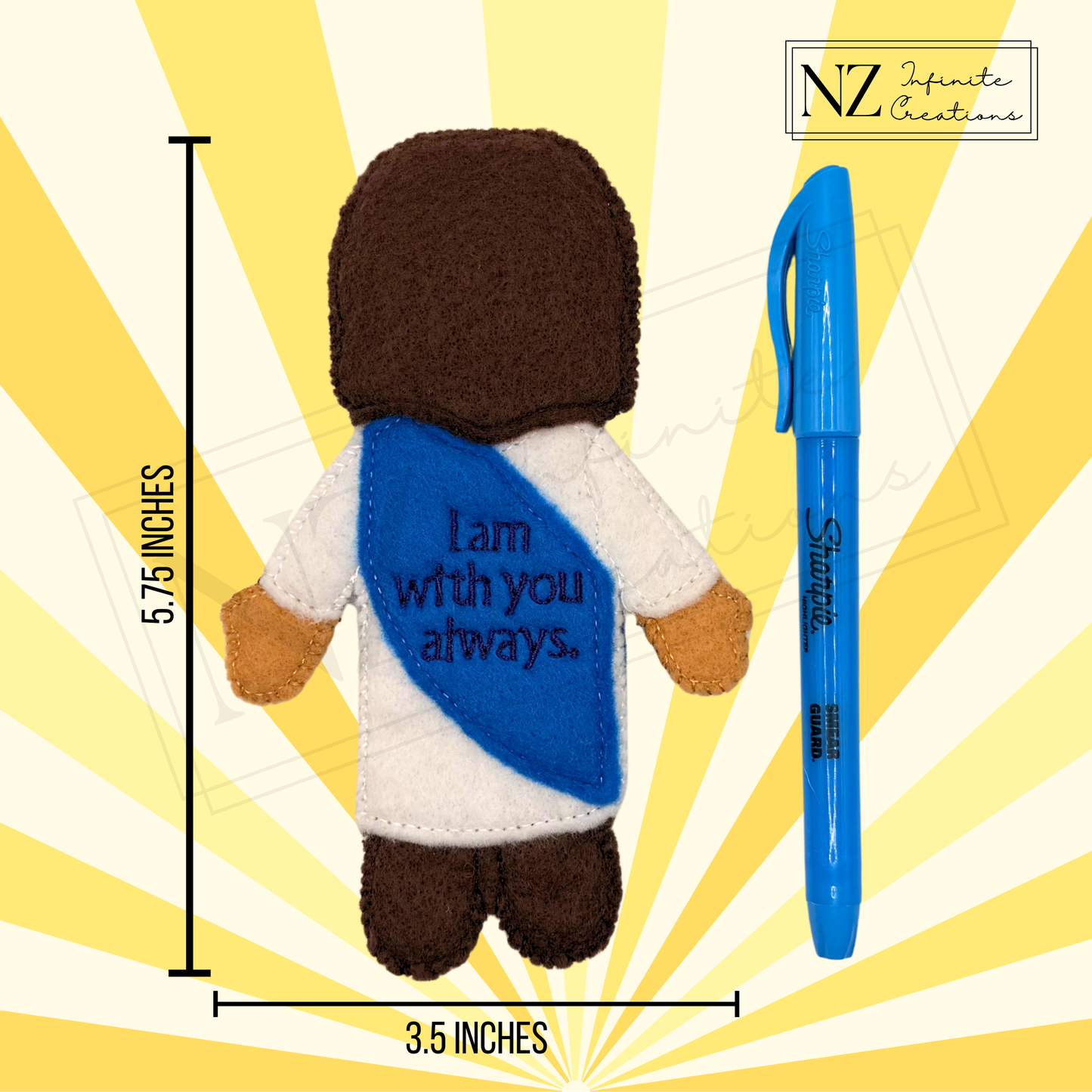 Flat Felt Jesus - Handmade Embroidered Christian Gift