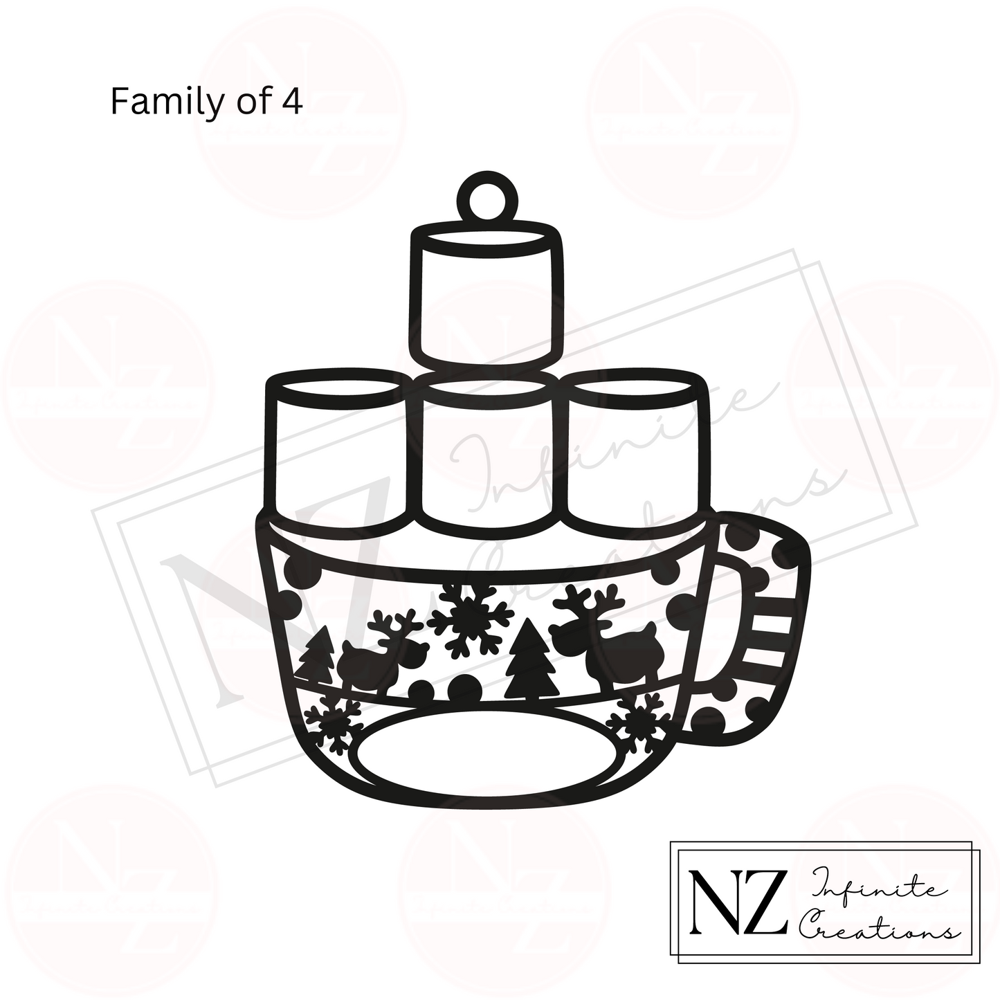 Personalized Hot Chocolate Marshmallow Family Ornament - Customizable for up to 12 Family Members