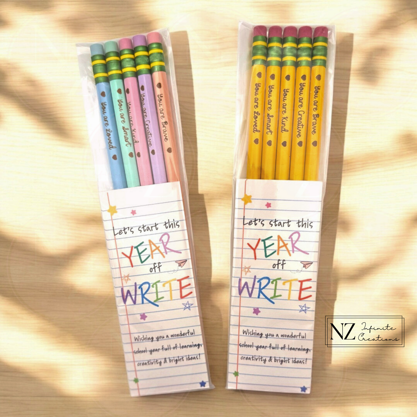 Affirmation Pencils – Set of 5 Engraved Pencils for Students and Teachers – Back to School – You Are Loved, Smart, Brave, Kind, Creative