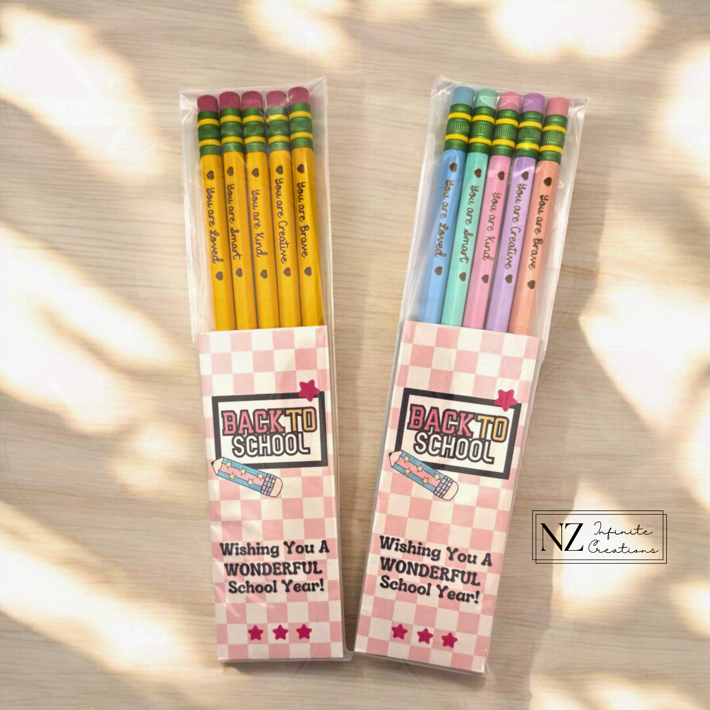 Affirmation Pencils – Set of 5 Engraved Pencils for Students and Teachers – Back to School – You Are Loved, Smart, Brave, Kind, Creative