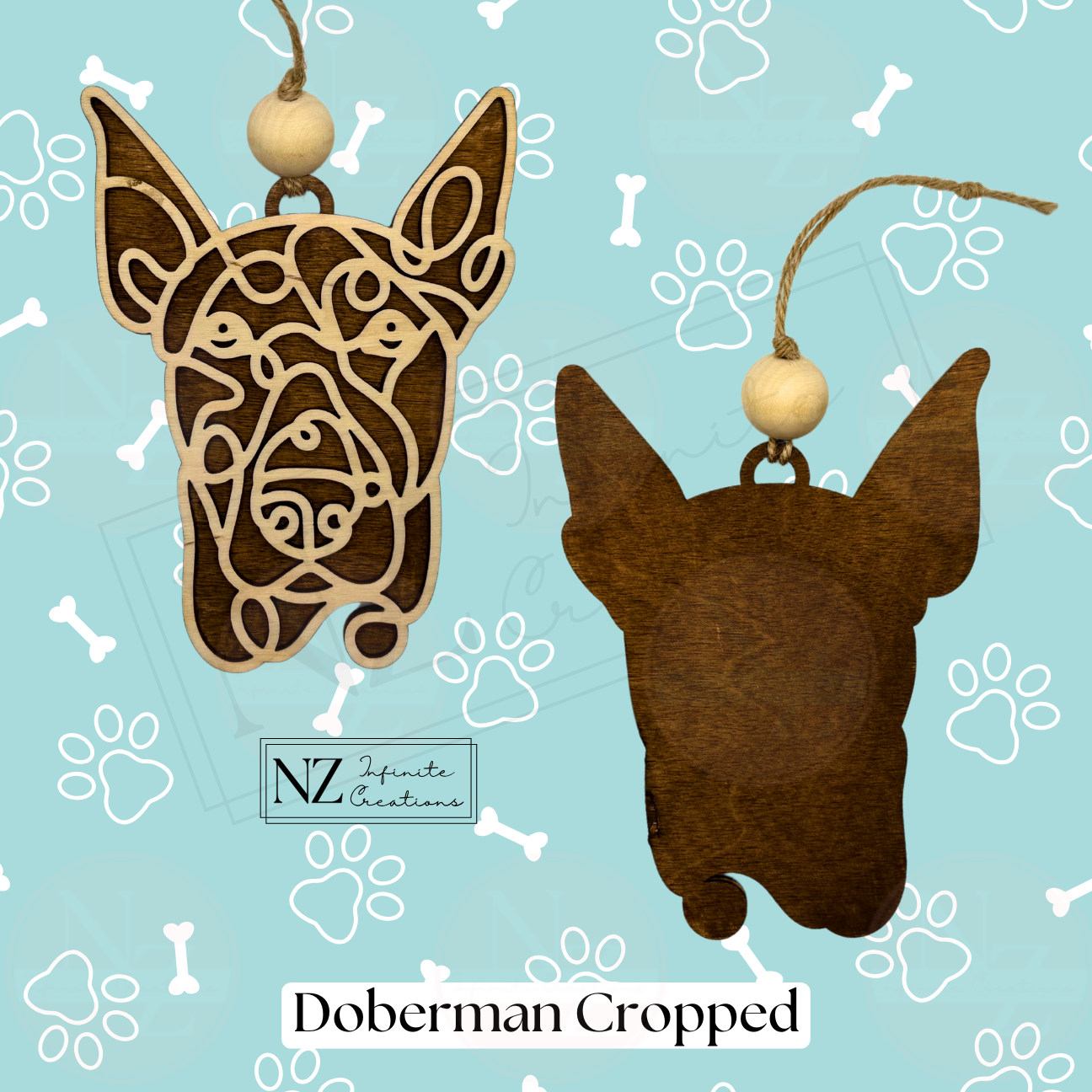 Doberman Dog Line Art Christmas Ornament – Personalized Holiday Decor for Dog Lovers