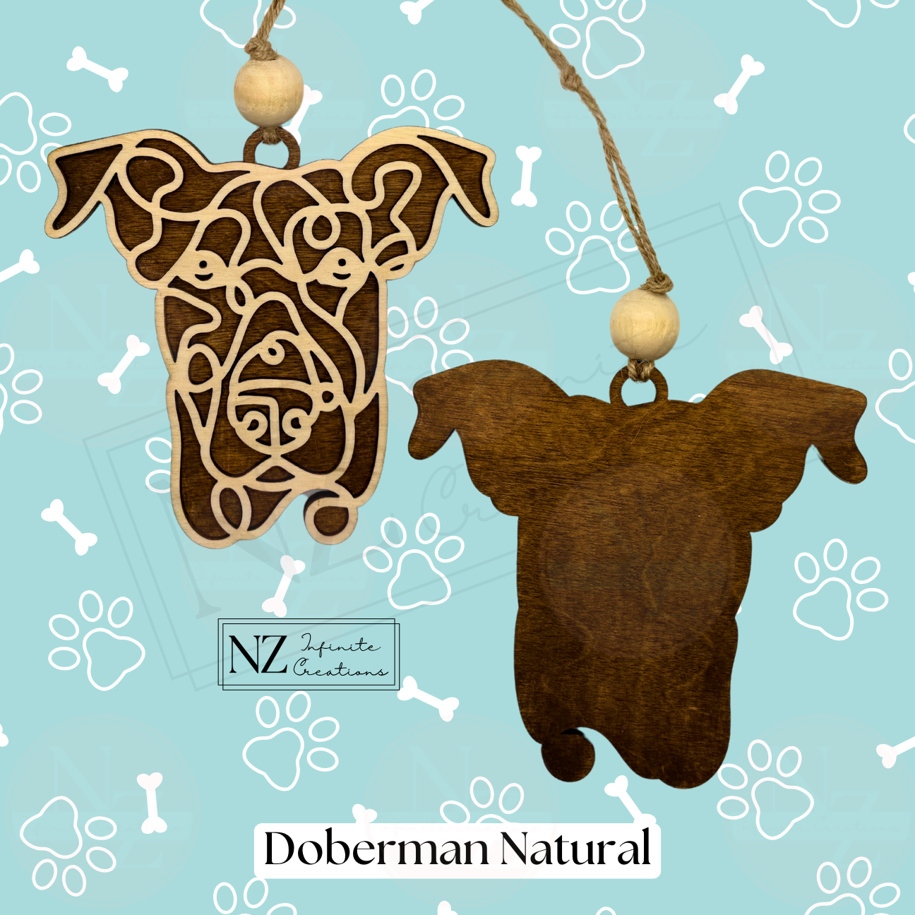 Doberman Dog Line Art Christmas Ornament – Personalized Holiday Decor for Dog Lovers