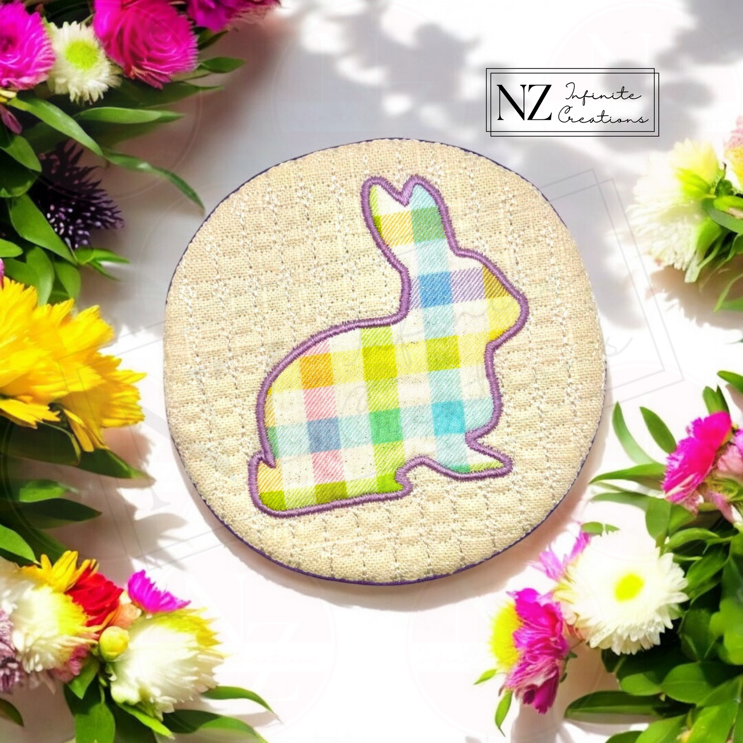 Easter Mug Rug - Handmade Bunny Coaster - Spring Coffee Bar Decor