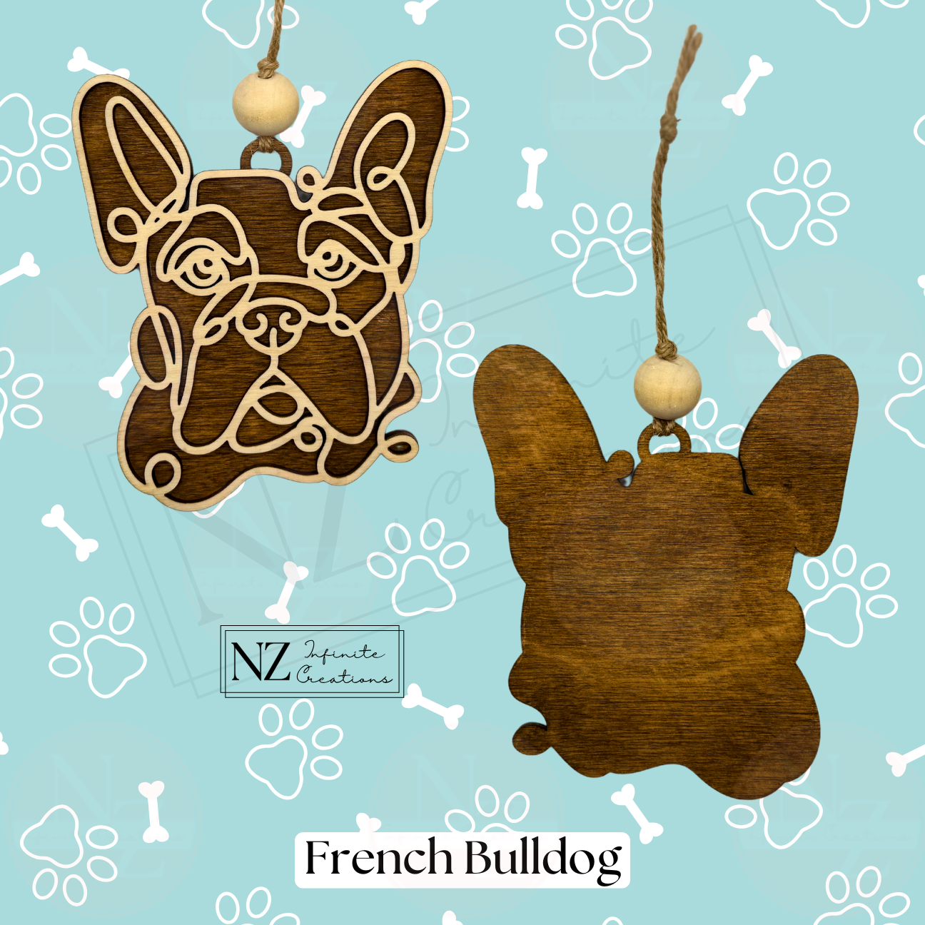 French Bulldog Dog Line Art Christmas Ornament