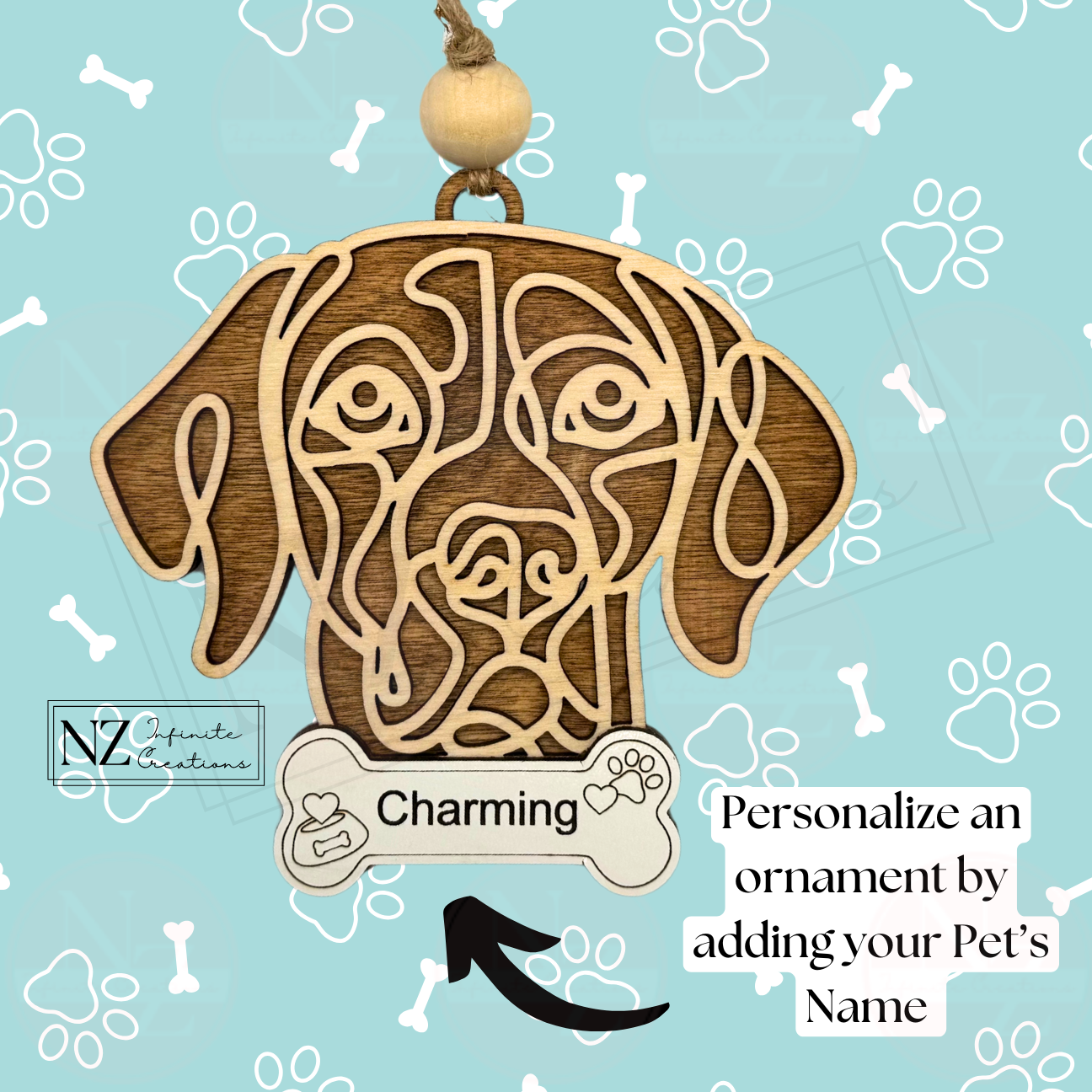 Australian Shepherd Dog Line Art Christmas Ornament
