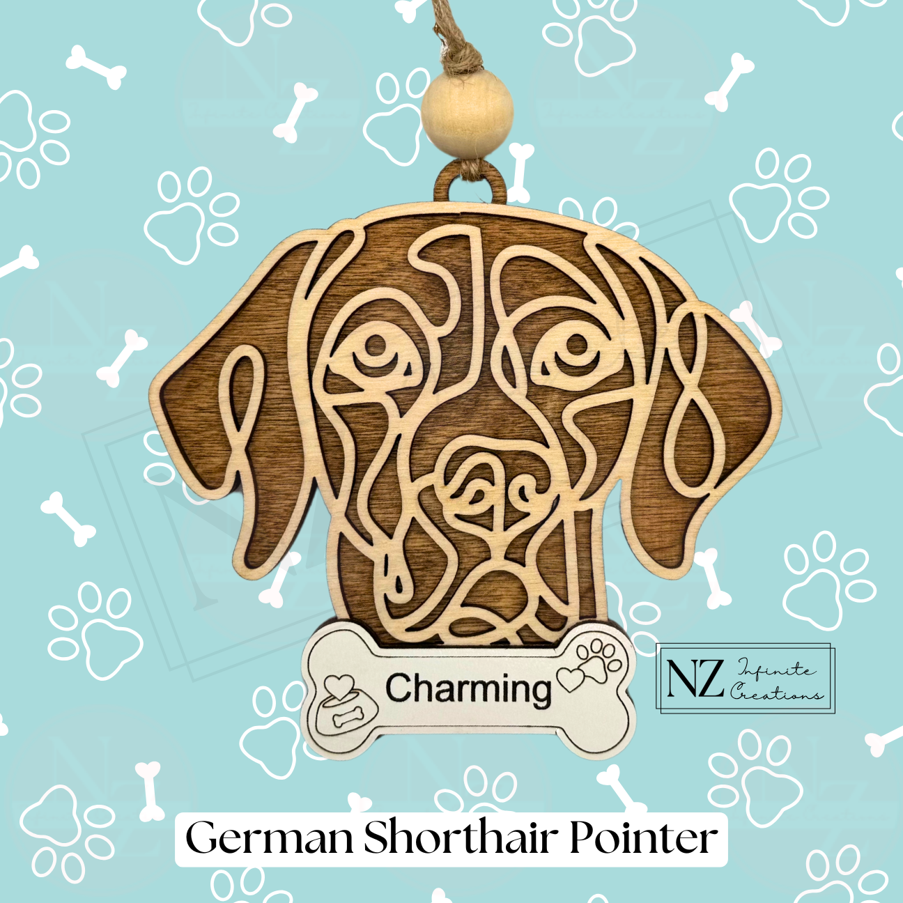 German Shorthair Pointer Dog Line Art Christmas Ornament