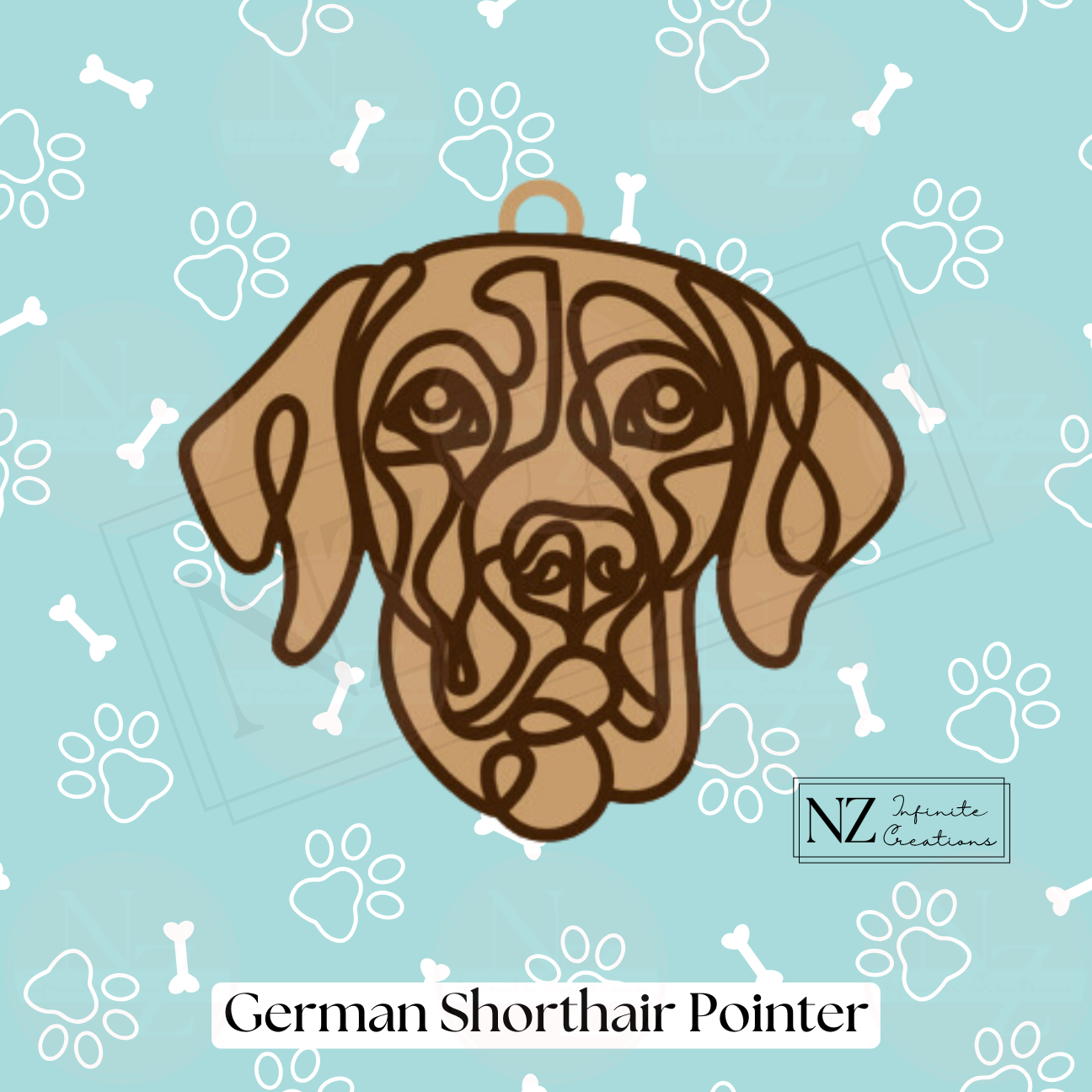 German Shorthair Pointer Dog Line Art Christmas Ornament