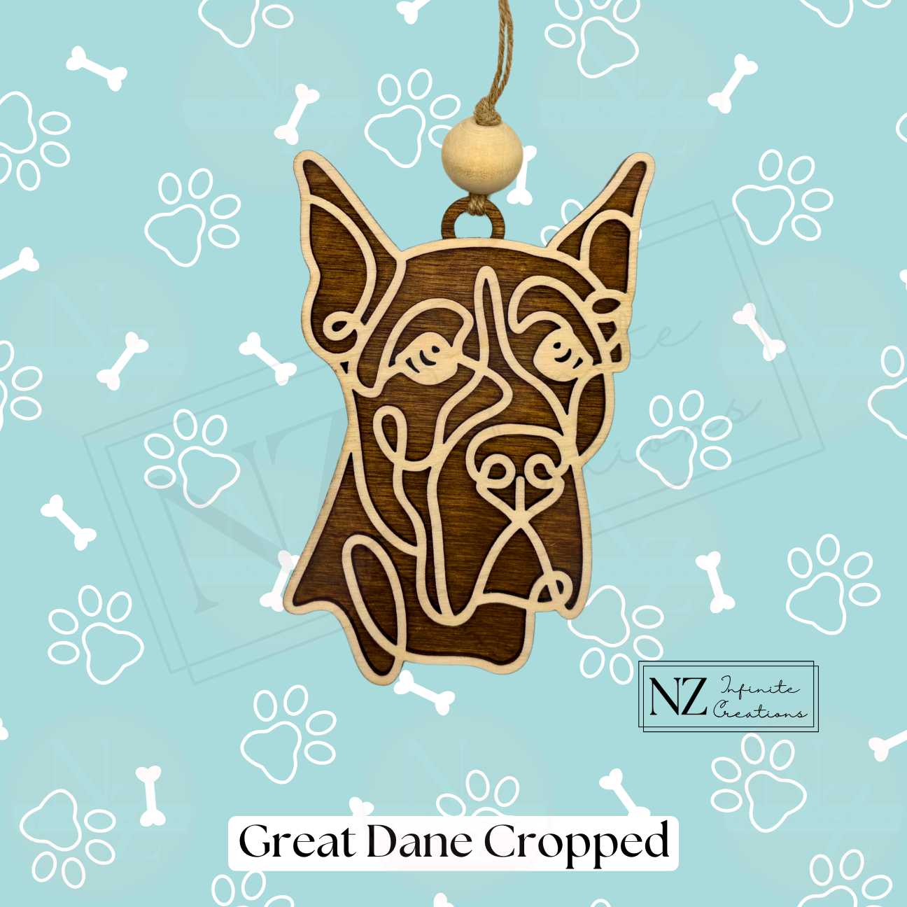 Great Dane Dog Line Art Christmas Ornament