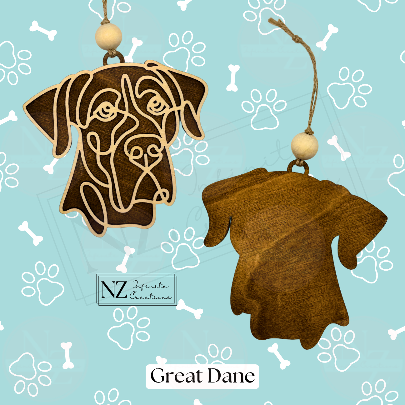 Great Dane Dog Line Art Christmas Ornament