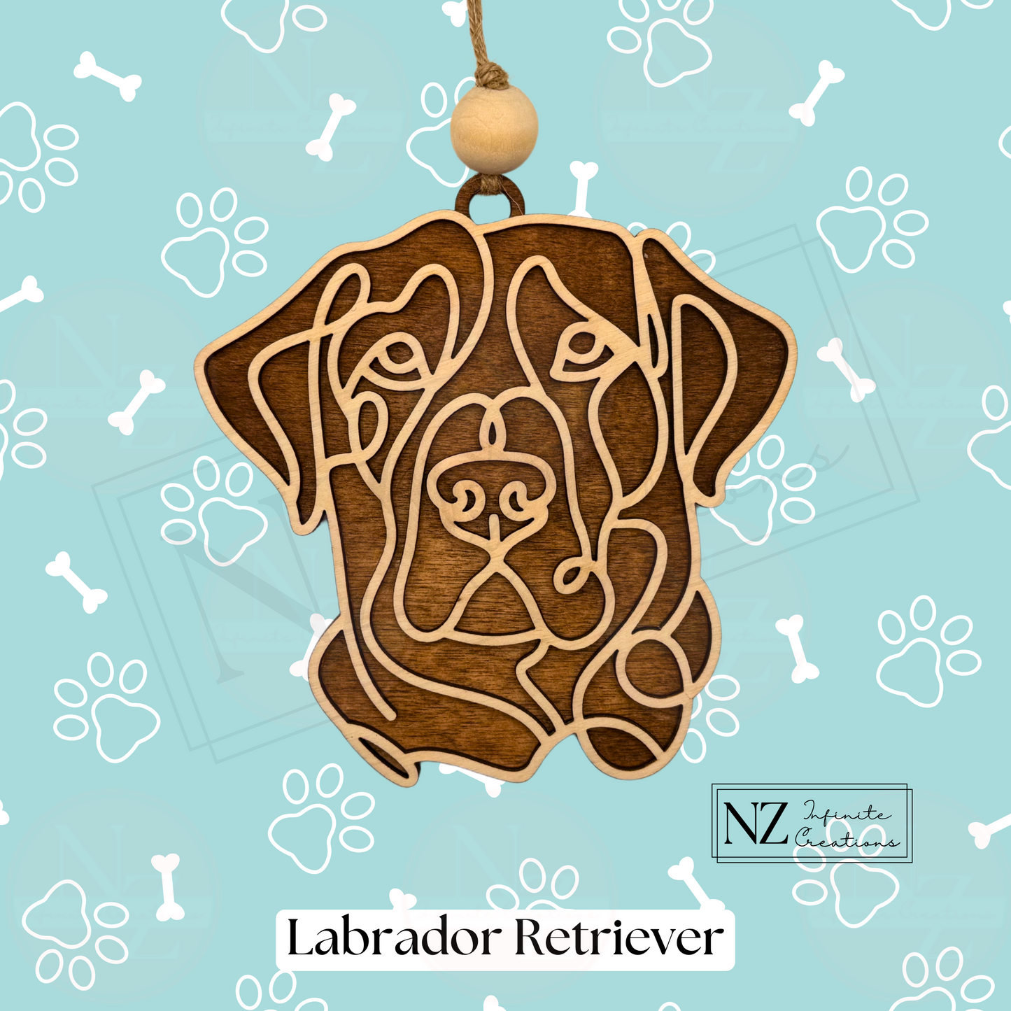 Labrador Retriever Dog Line Art Christmas Ornament