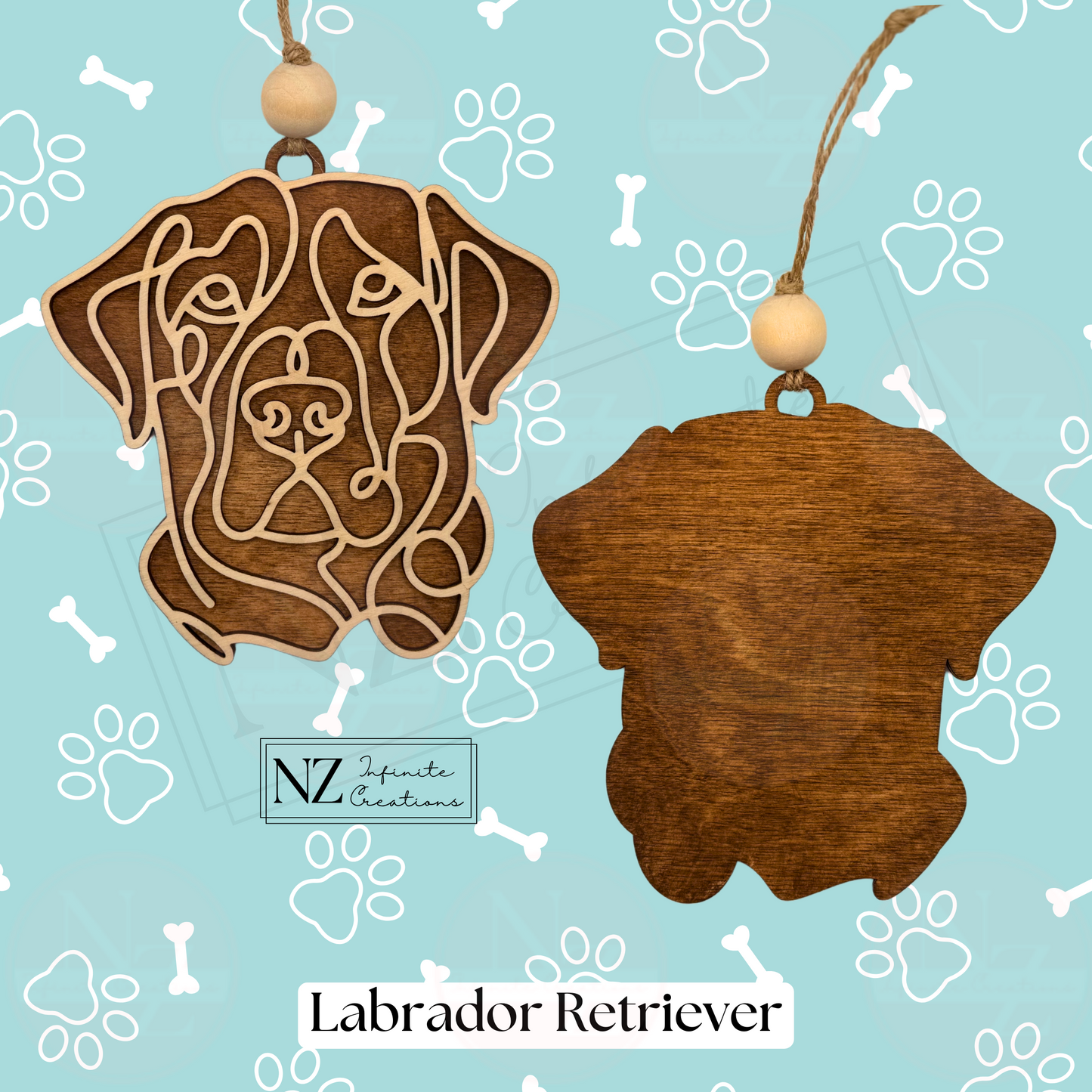Labrador Retriever Dog Line Art Christmas Ornament