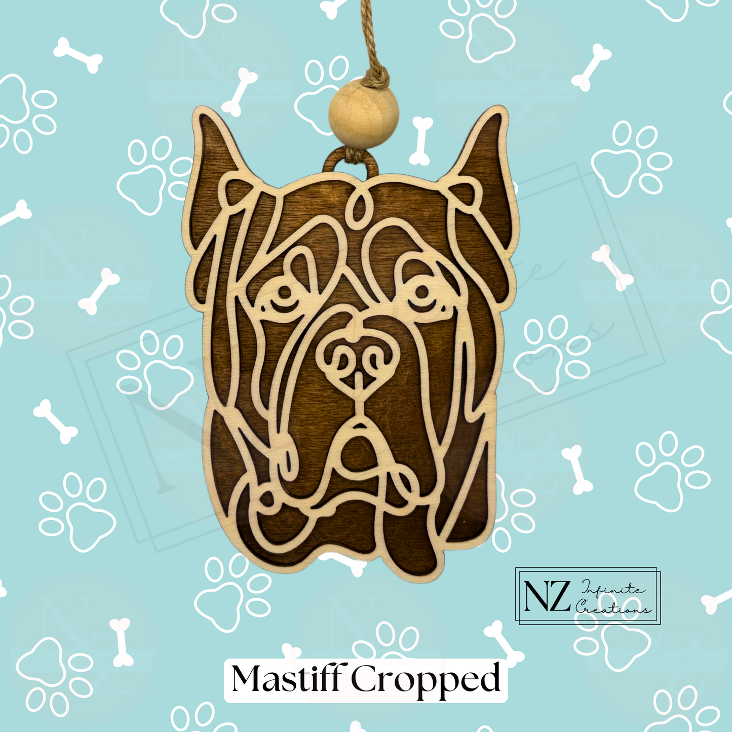 Mastiff Dog Line Art Christmas Ornament