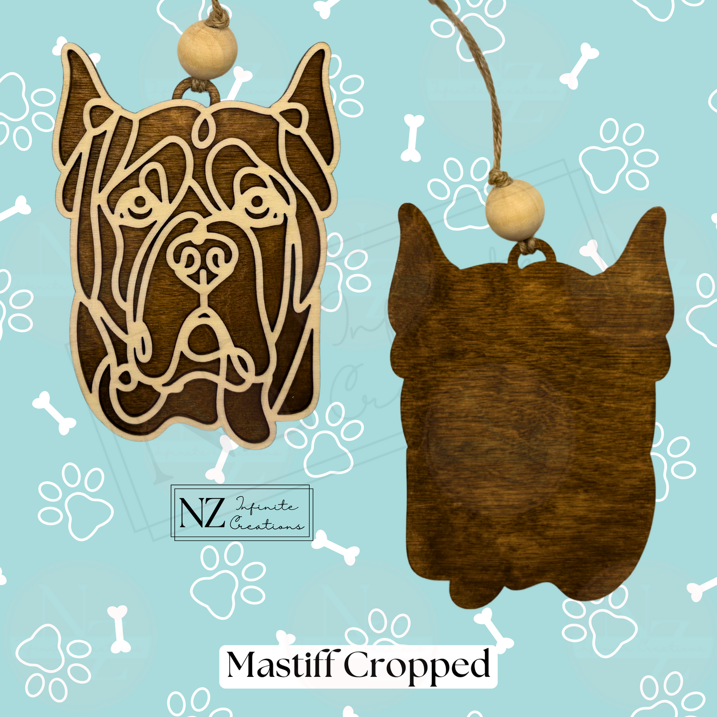 Mastiff Dog Line Art Christmas Ornament