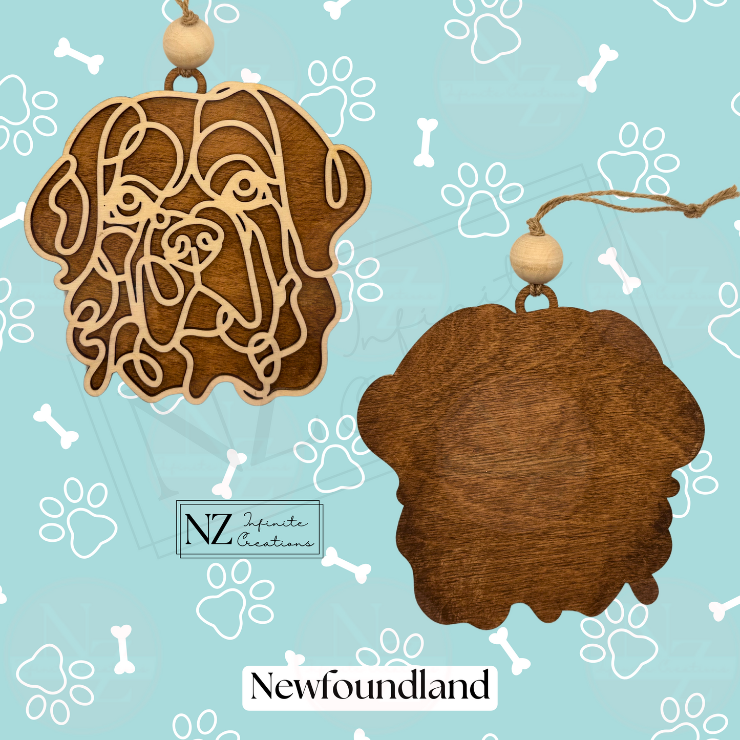 Newfoundland Dog Line Art Christmas Ornament