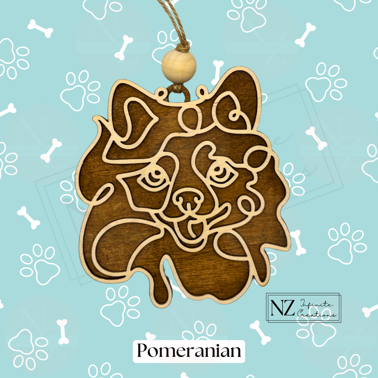 Pomeranian Dog Line Art Christmas Ornament