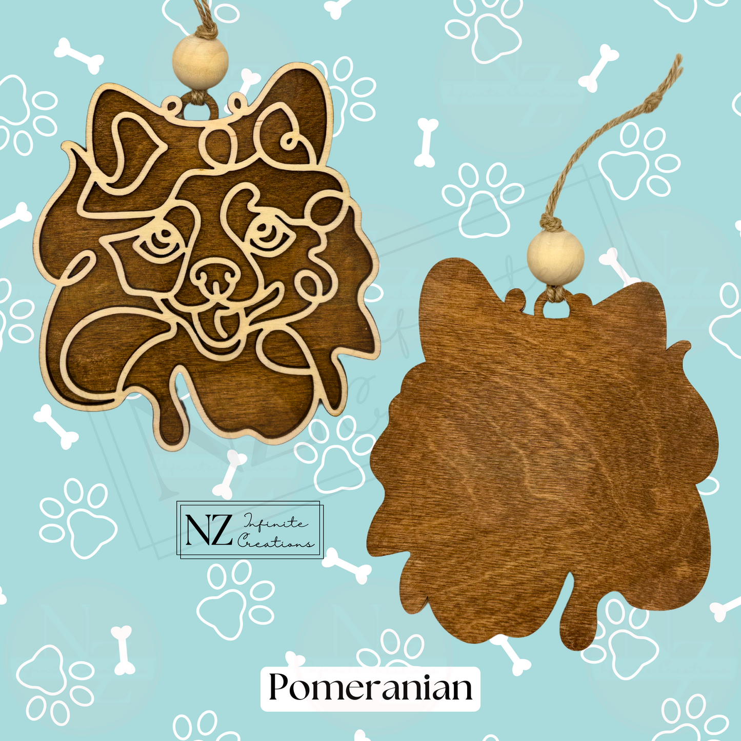 Pomeranian Dog Line Art Christmas Ornament