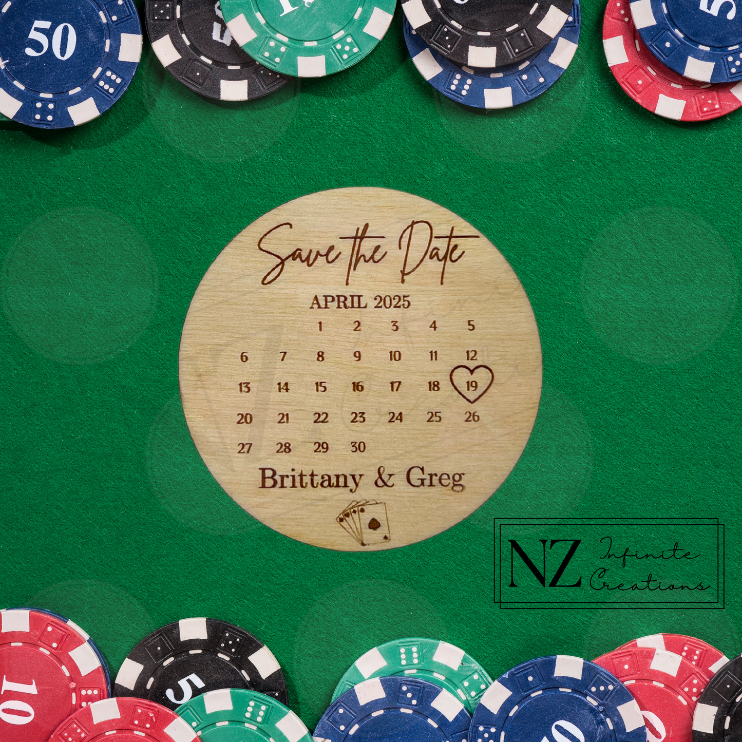 Save the Date - Month Magnet with Playing Cards