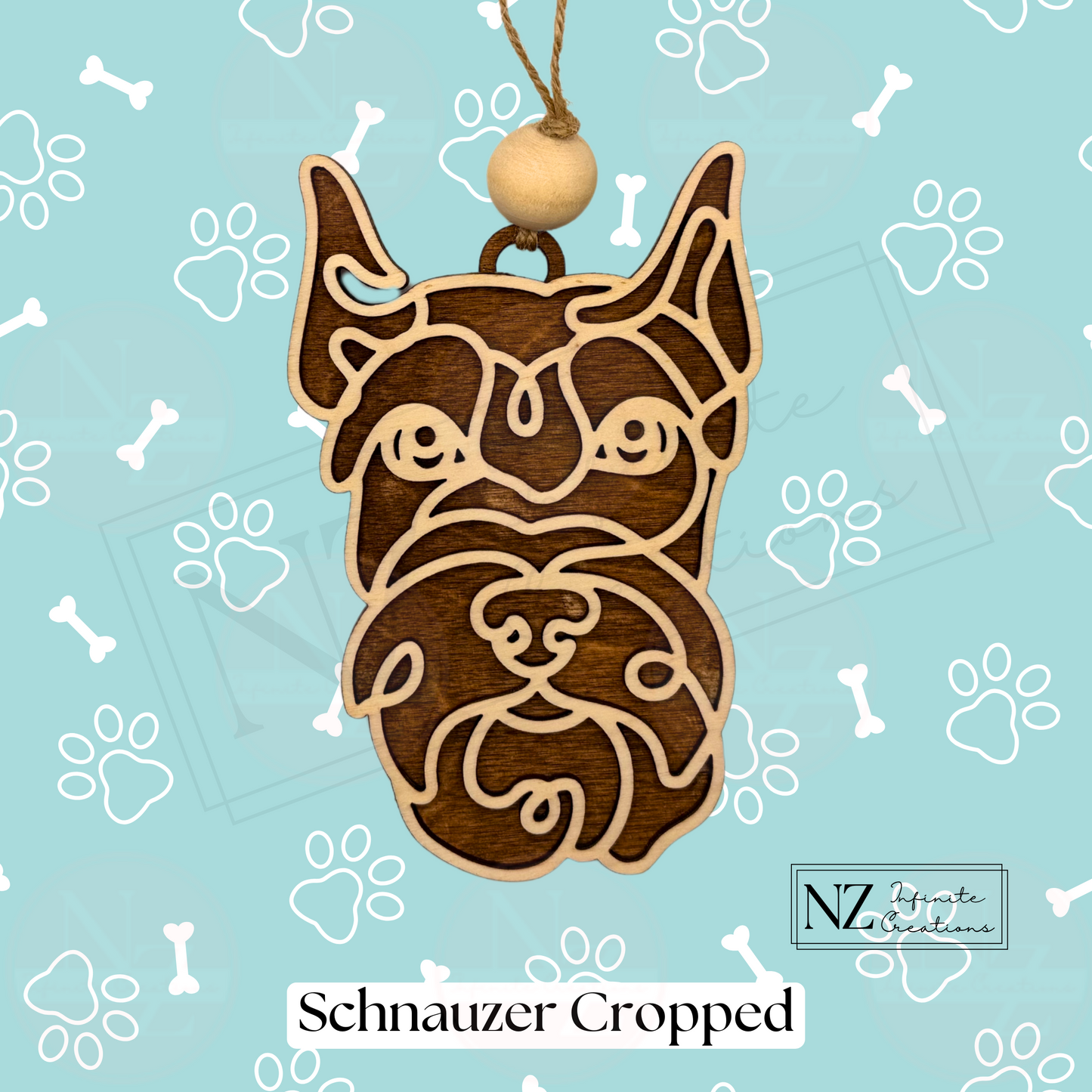 Schnauzer Dog Line Art Christmas Ornament