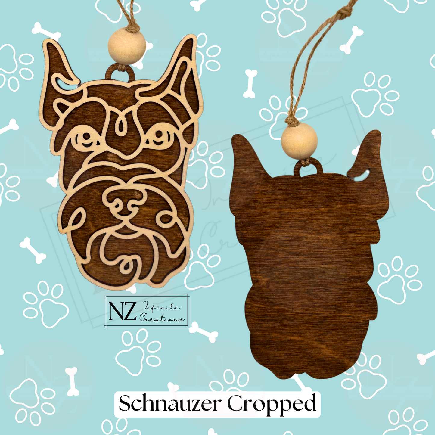 Schnauzer Dog Line Art Christmas Ornament