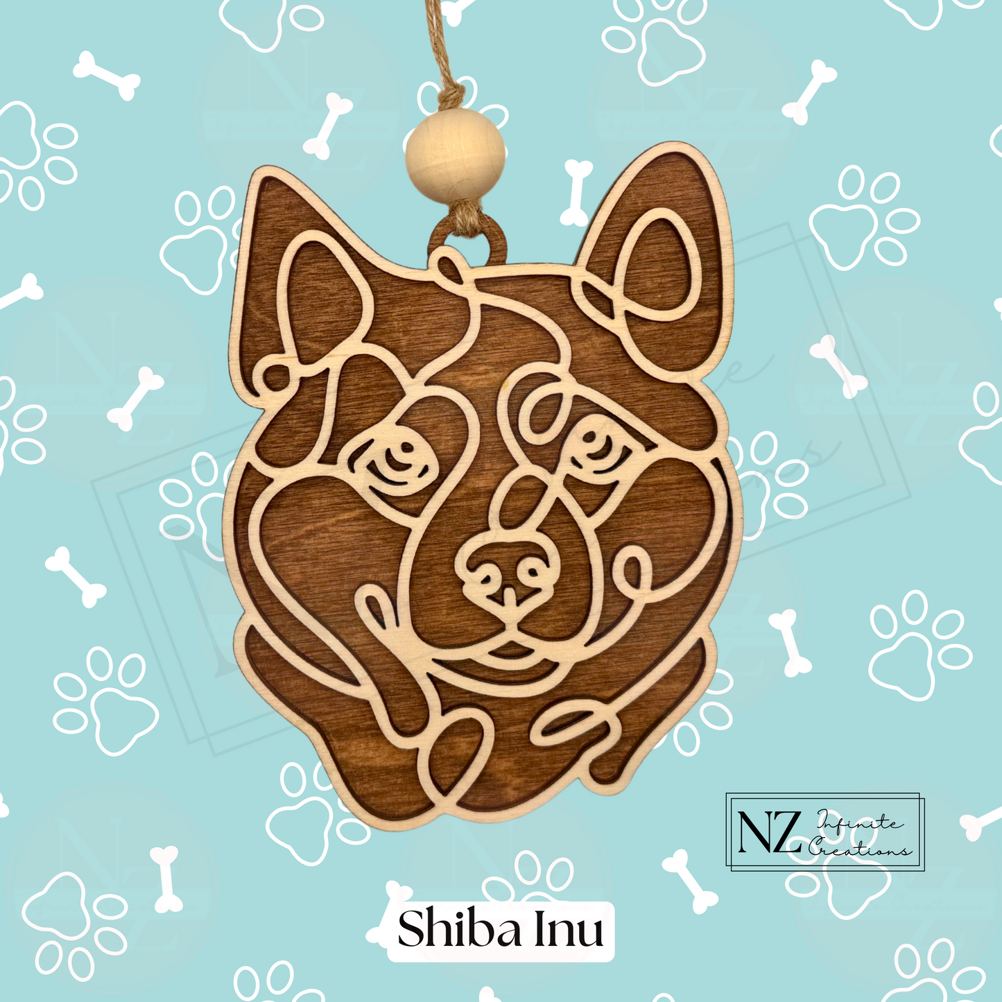 Shiba Inu Dog Line Art Christmas Ornament