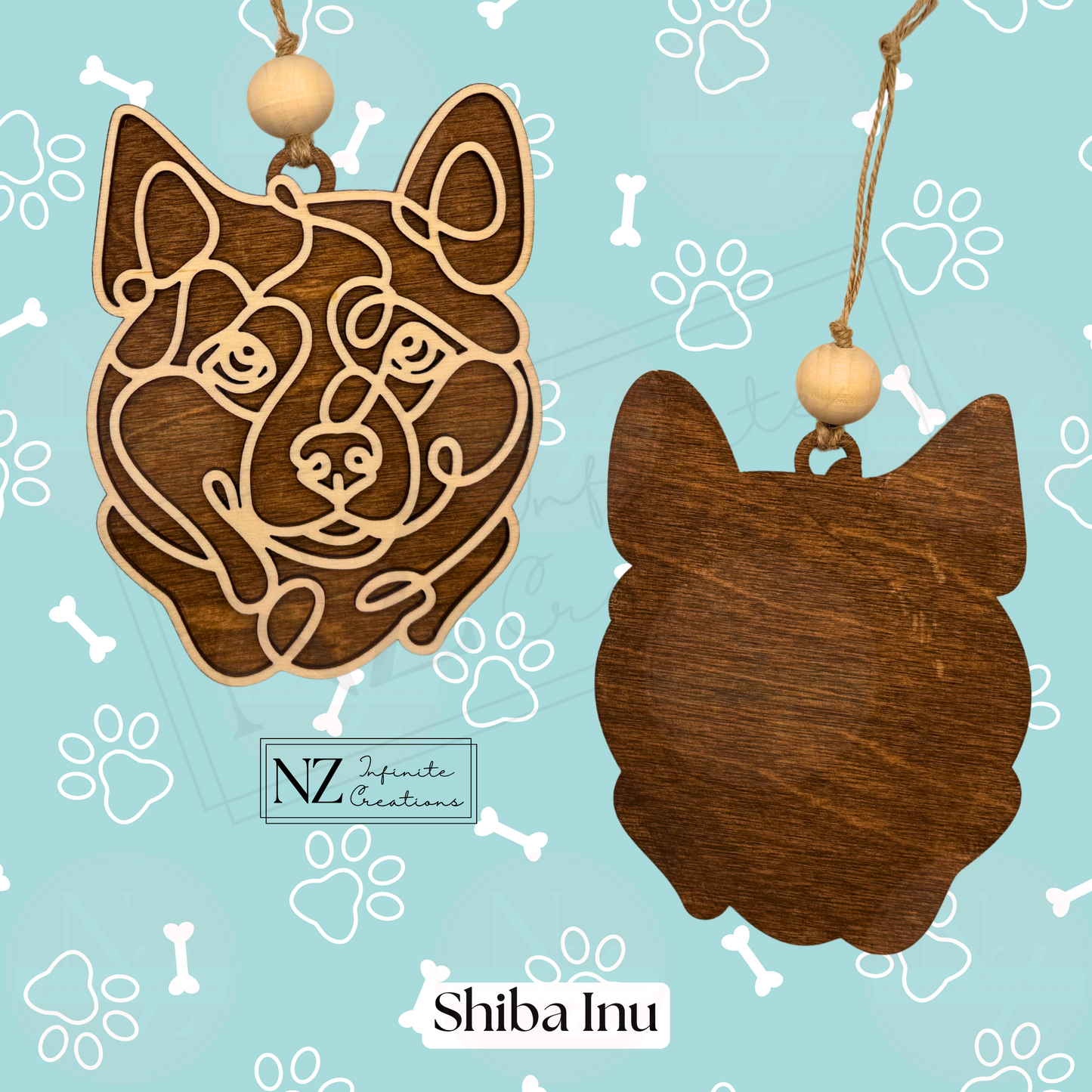 Shiba Inu Dog Line Art Christmas Ornament