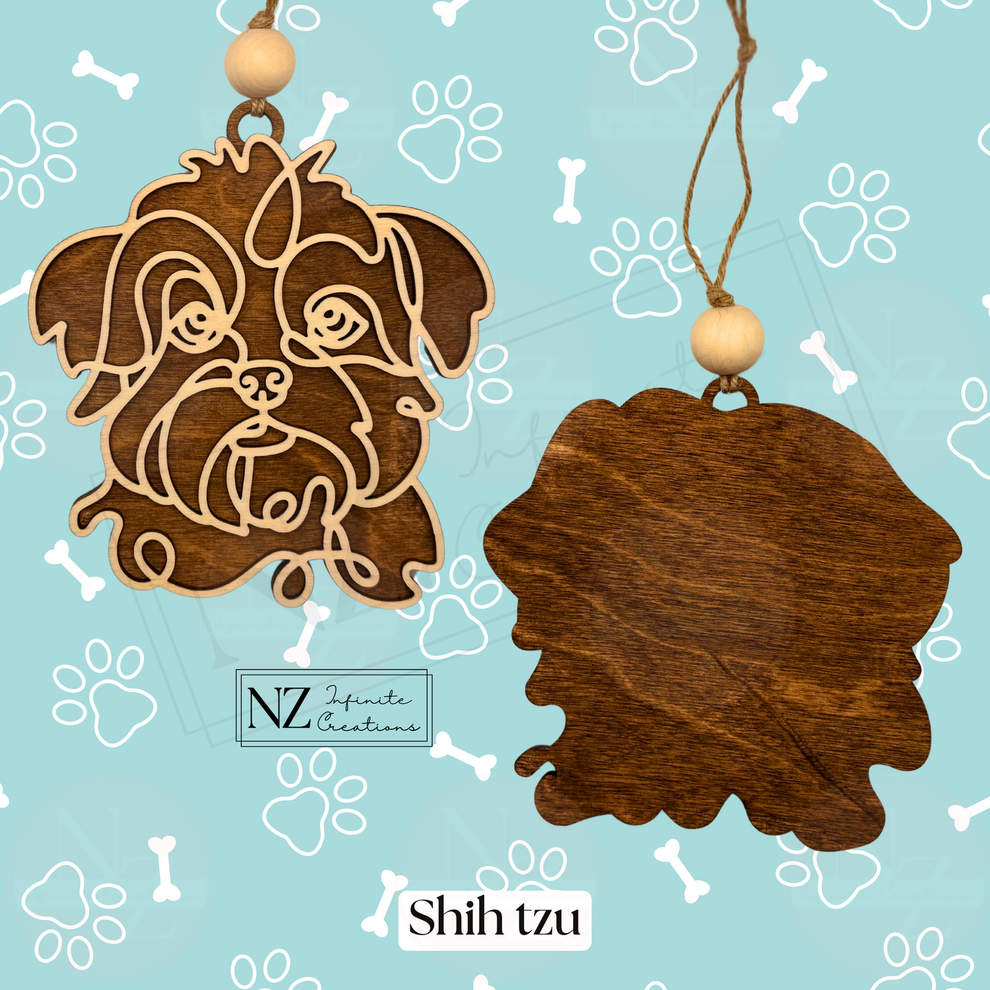 Shih Tzu Dog Line Art Christmas Ornament