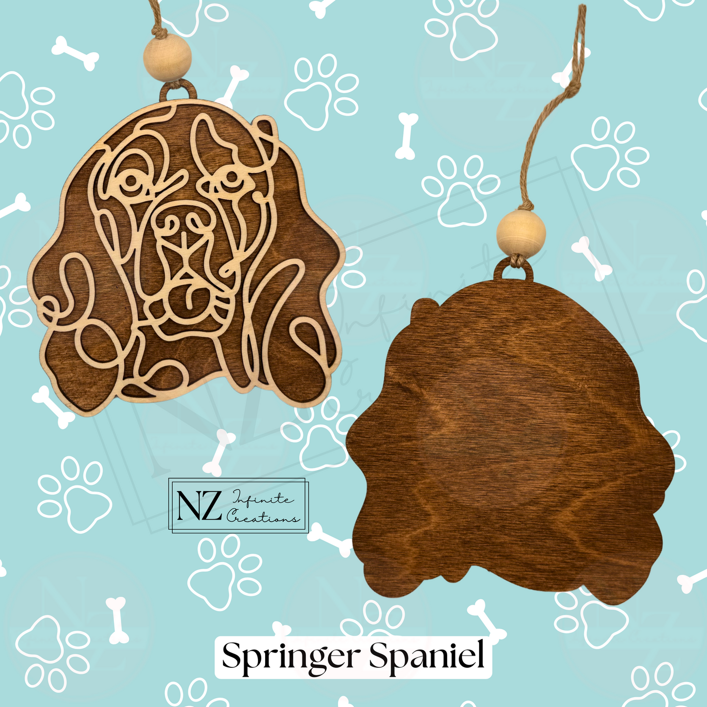 Springer Spaniel Dog Line Art Christmas Ornament