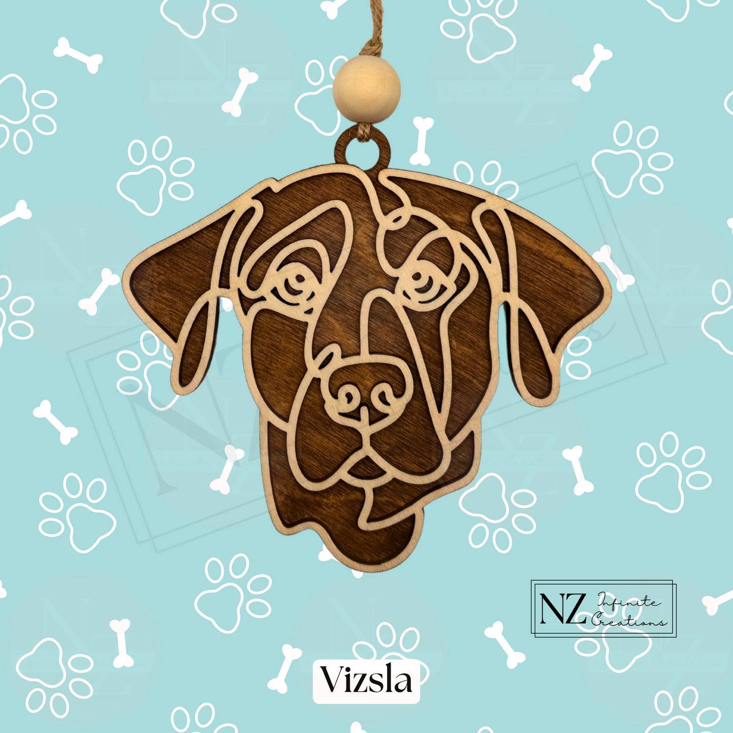 Vizsla Dog Line Art Christmas Ornament