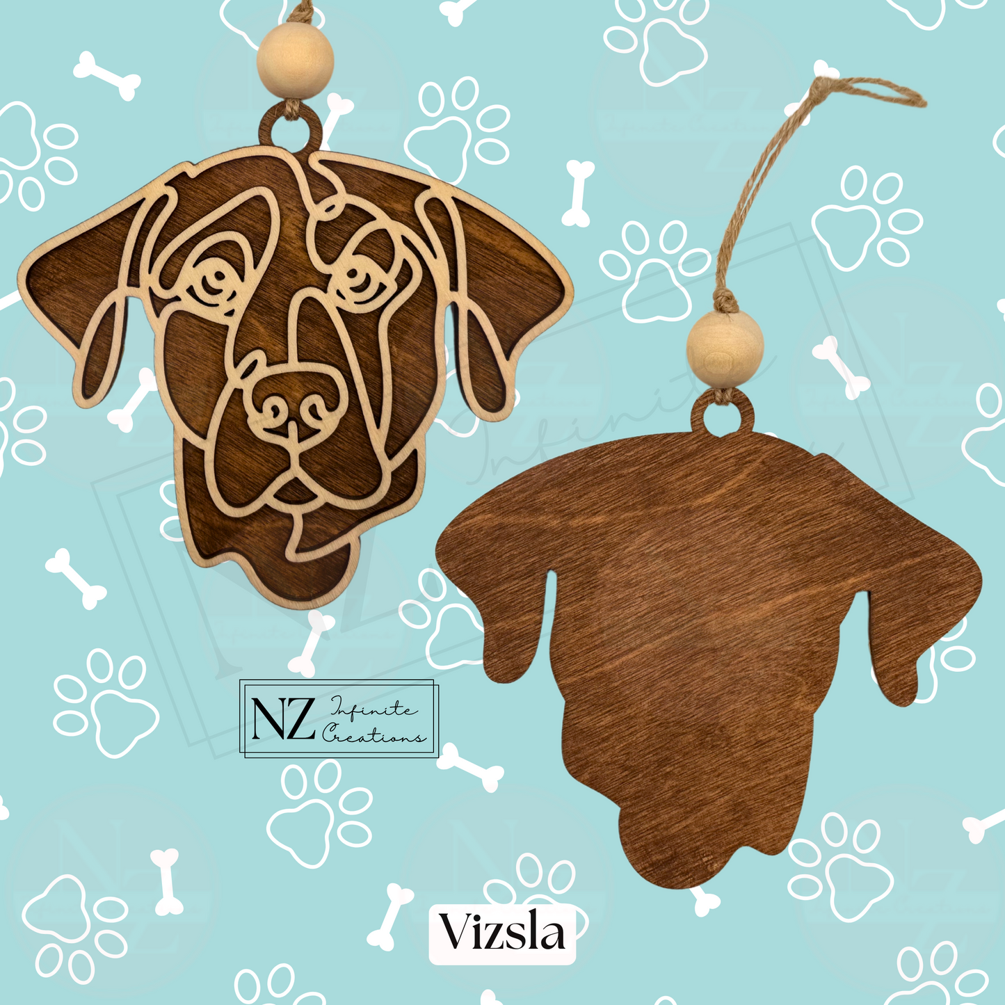 Vizsla Dog Line Art Christmas Ornament