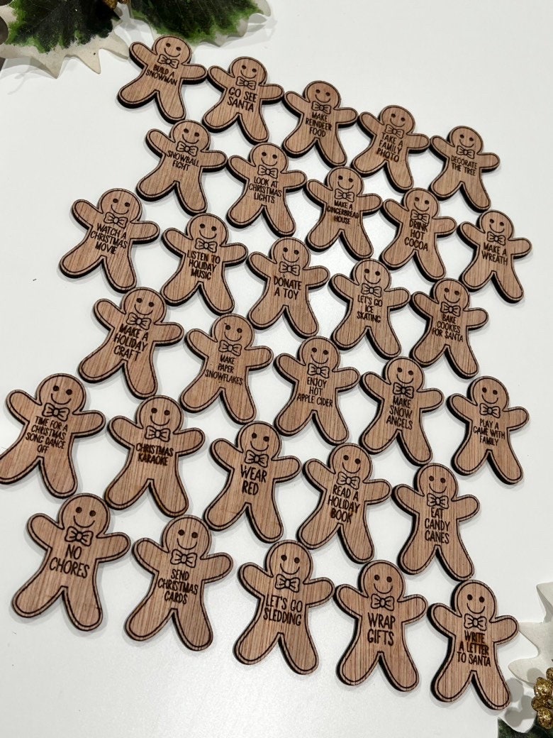 Gingerbread Men Christmas Bucket List Tokens - Set of 30