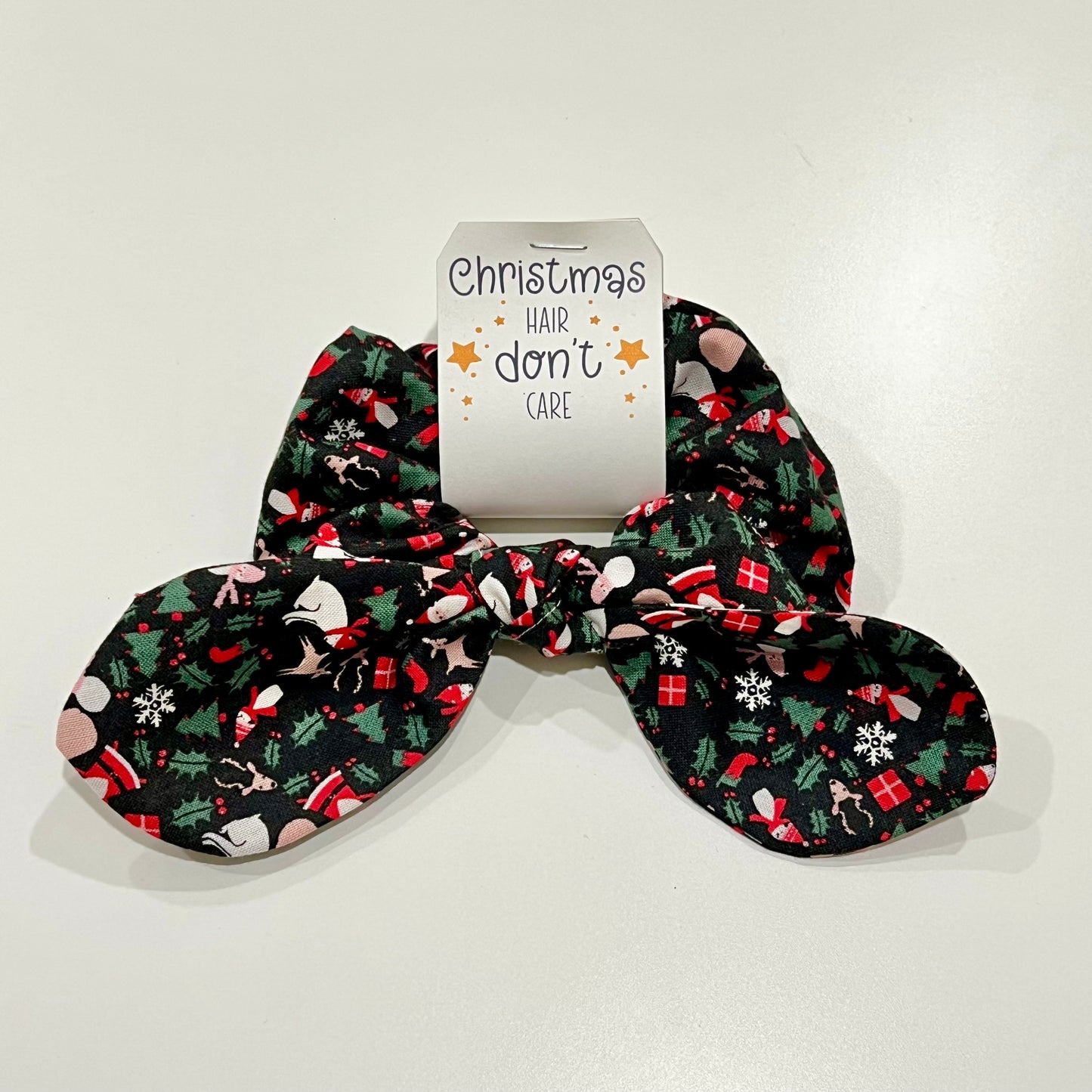 Holiday Christmas Bow Scrunchies - Festive Hair Accessories (Sold Individually)