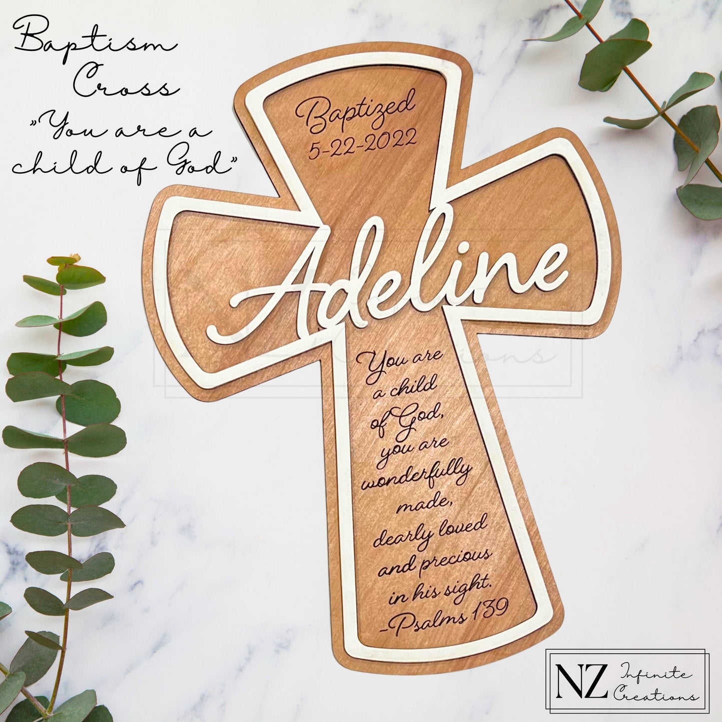 Personalized Baptism Cross Keepsake - 'Child of God'
