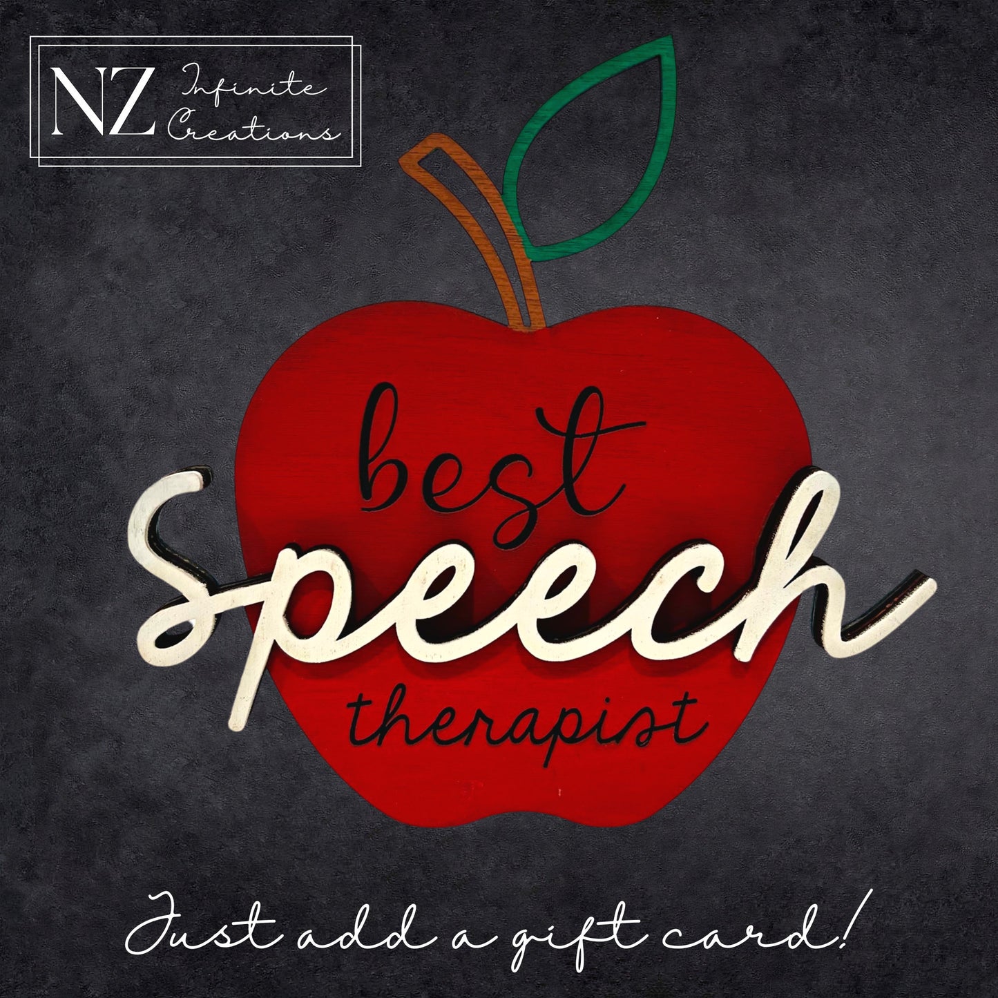 Best Speech Therapist Apple Gift Card Holder featuring a charming apple design. A thoughtful and unique way to gift a card to a speech therapist, combining appreciation with a practical gift holder that celebrates their hard work.