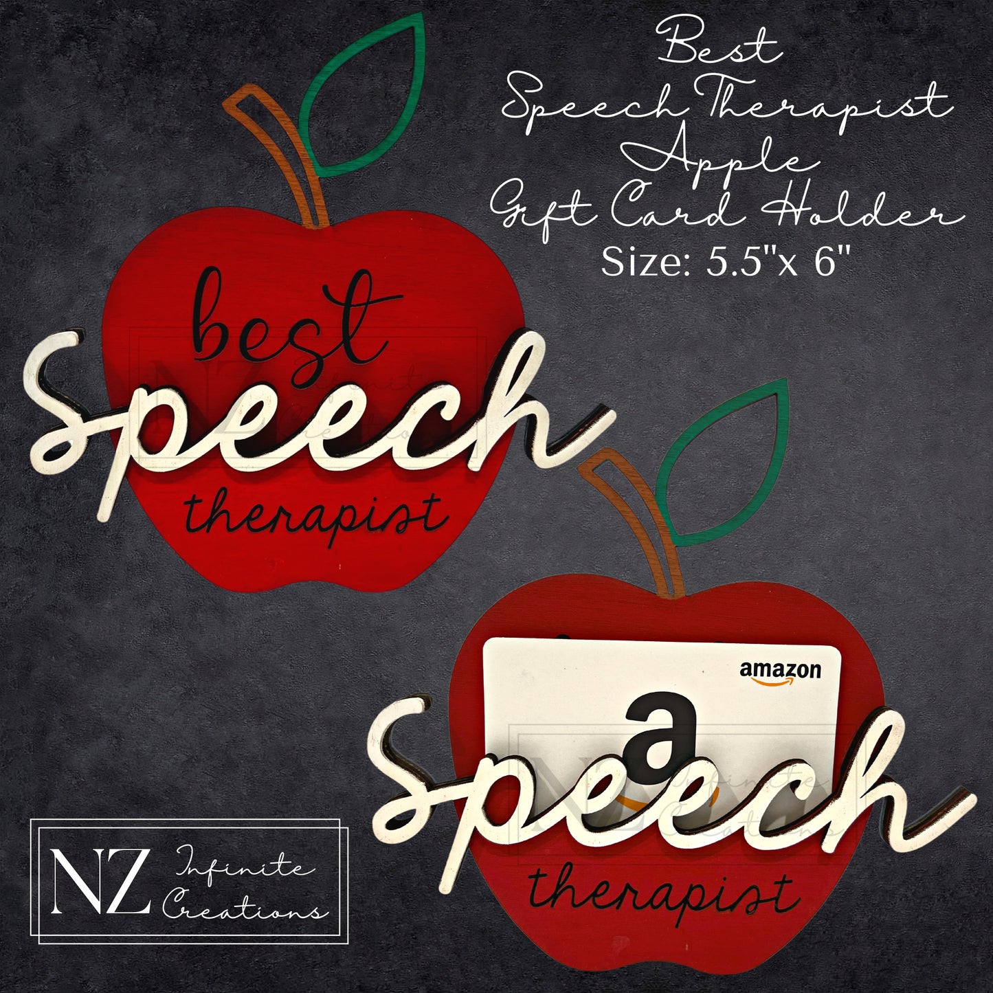 Best Speech Therapist Apple Gift Card Holder featuring a charming apple design. A thoughtful and unique way to gift a card to a speech therapist, combining appreciation with a practical gift holder that celebrates their hard work.